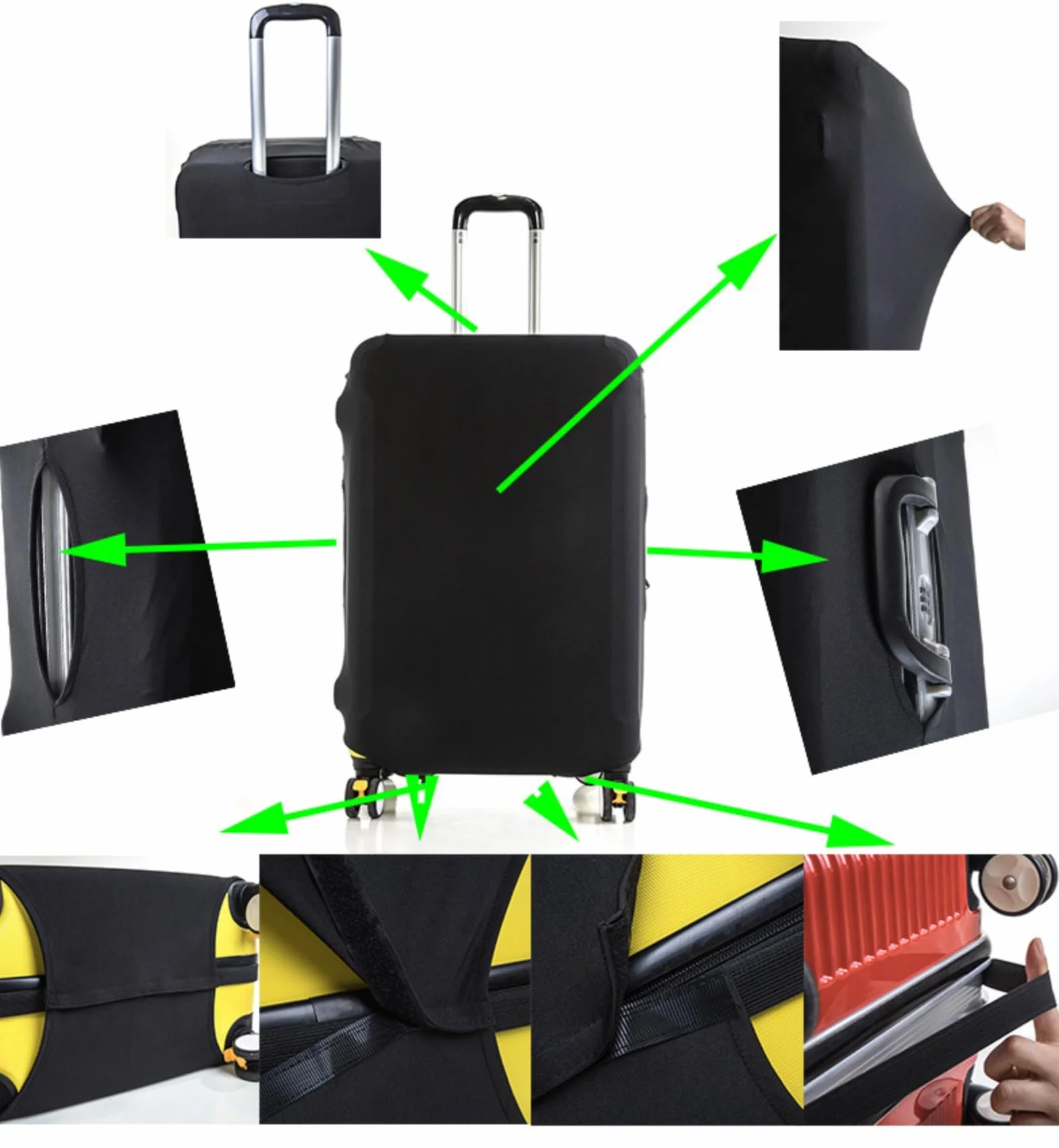 Elastique Housse De Valise Luggage Cover Protection Bagage Voyager Bleu M 22-25 inch