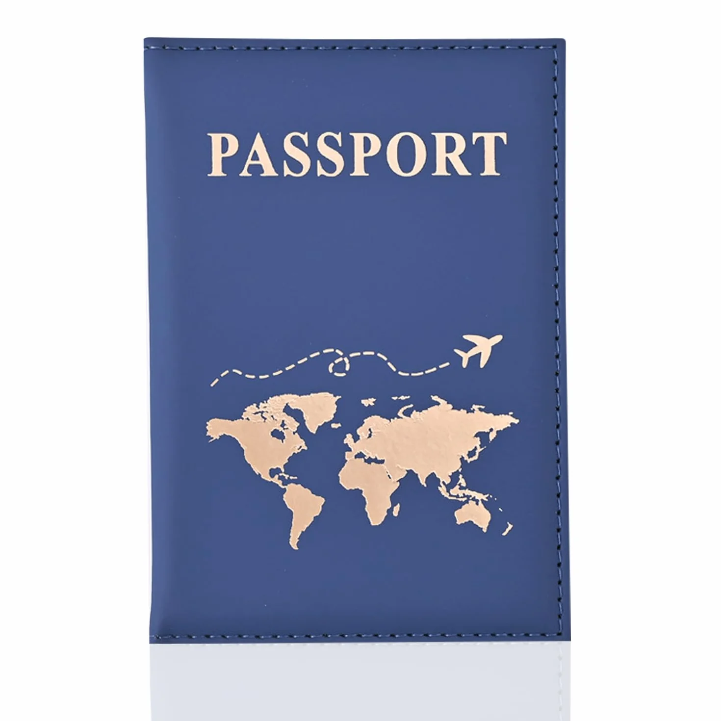 Étui pour Passeport en Cuir synthétique Bleu foncé, Portefeuille de Voyage
