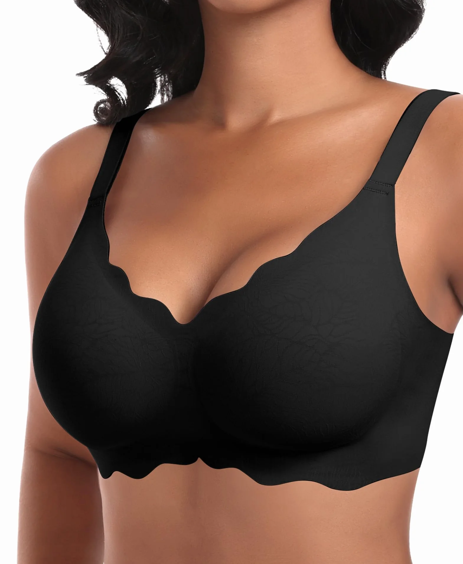 Ganado Soutien-Gorge Femme sans Armature Col en V Bralette avec Coussinets sans Coutures