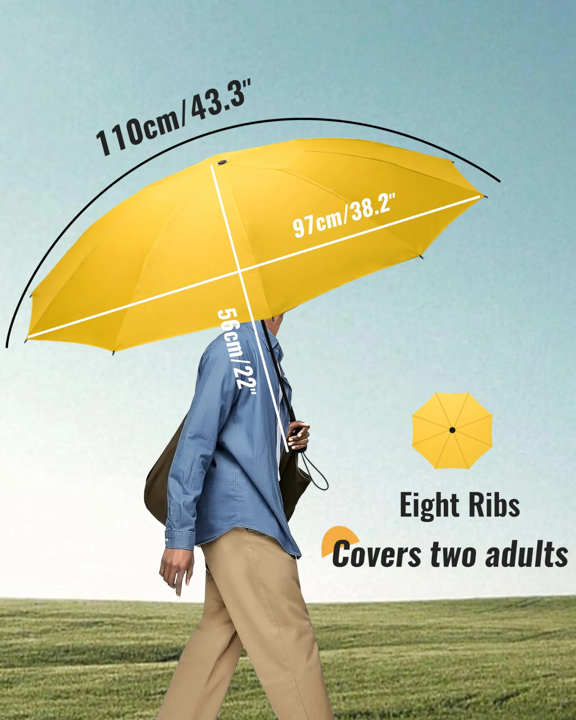 Parapluie Pliant Compact Homme Automatique Résistant au Vent, Voyage Portable, Tissu 210T, 8 Sections