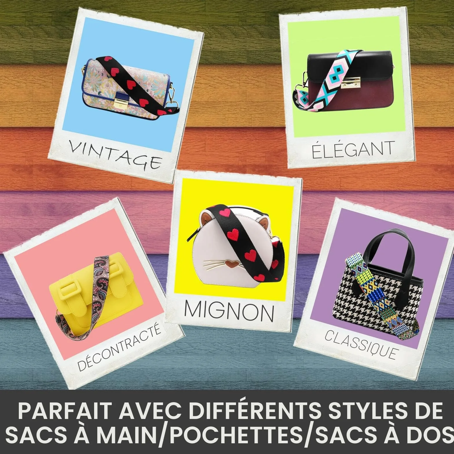 Sangle Bandoulière Réglable pour Sac à Main Femmes 3.8cm Or Remplacement Purse Straps