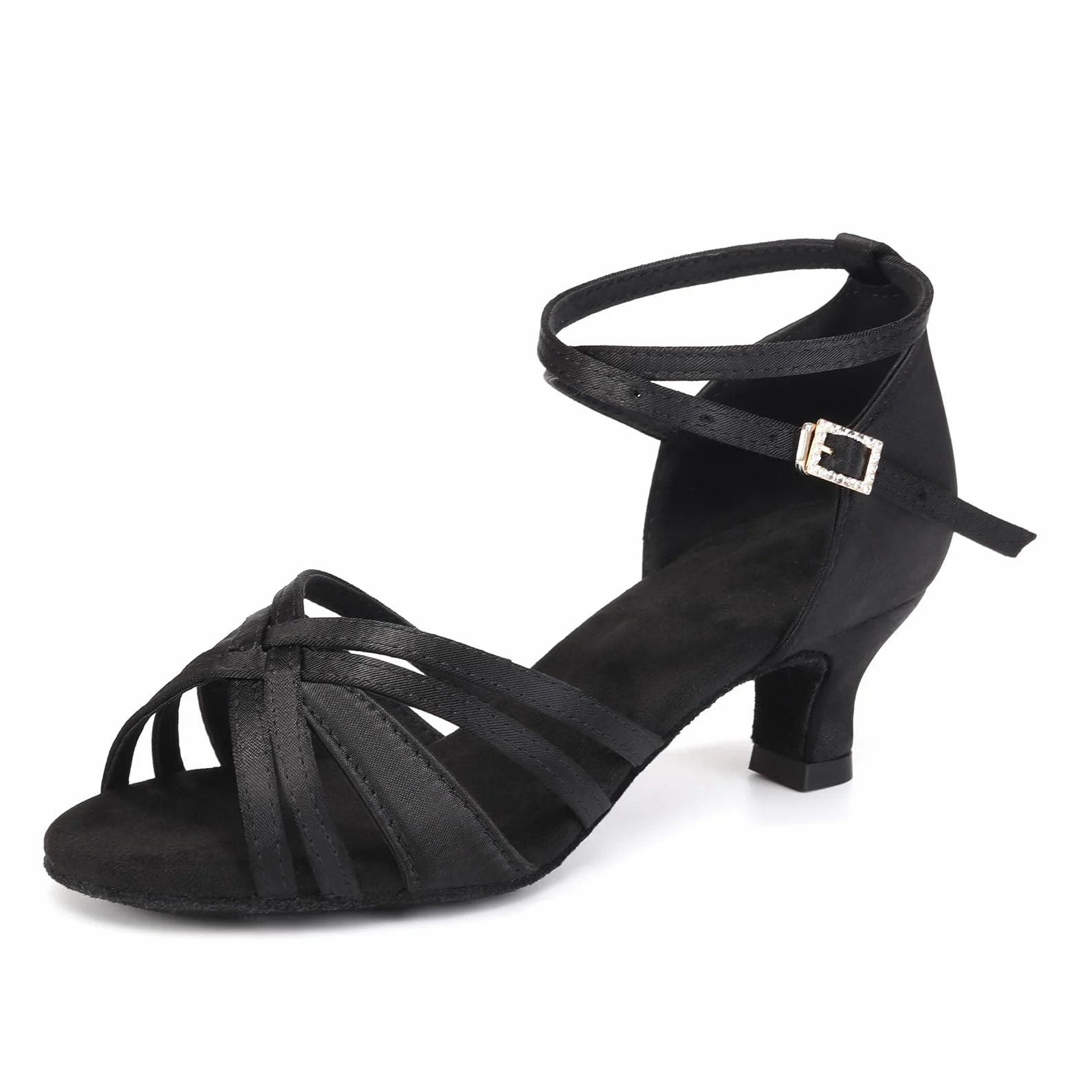 Chaussures de Danse Latine Femme 5cm Satin Bout Ouvert Salsa Tango Bachata Modèle-811