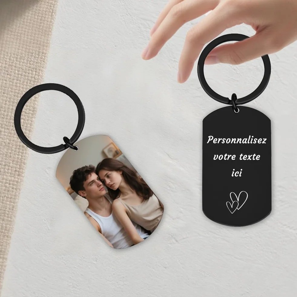 Porte-clés personnalisé photo texte Saint-Valentin anniversaire pour lui mari