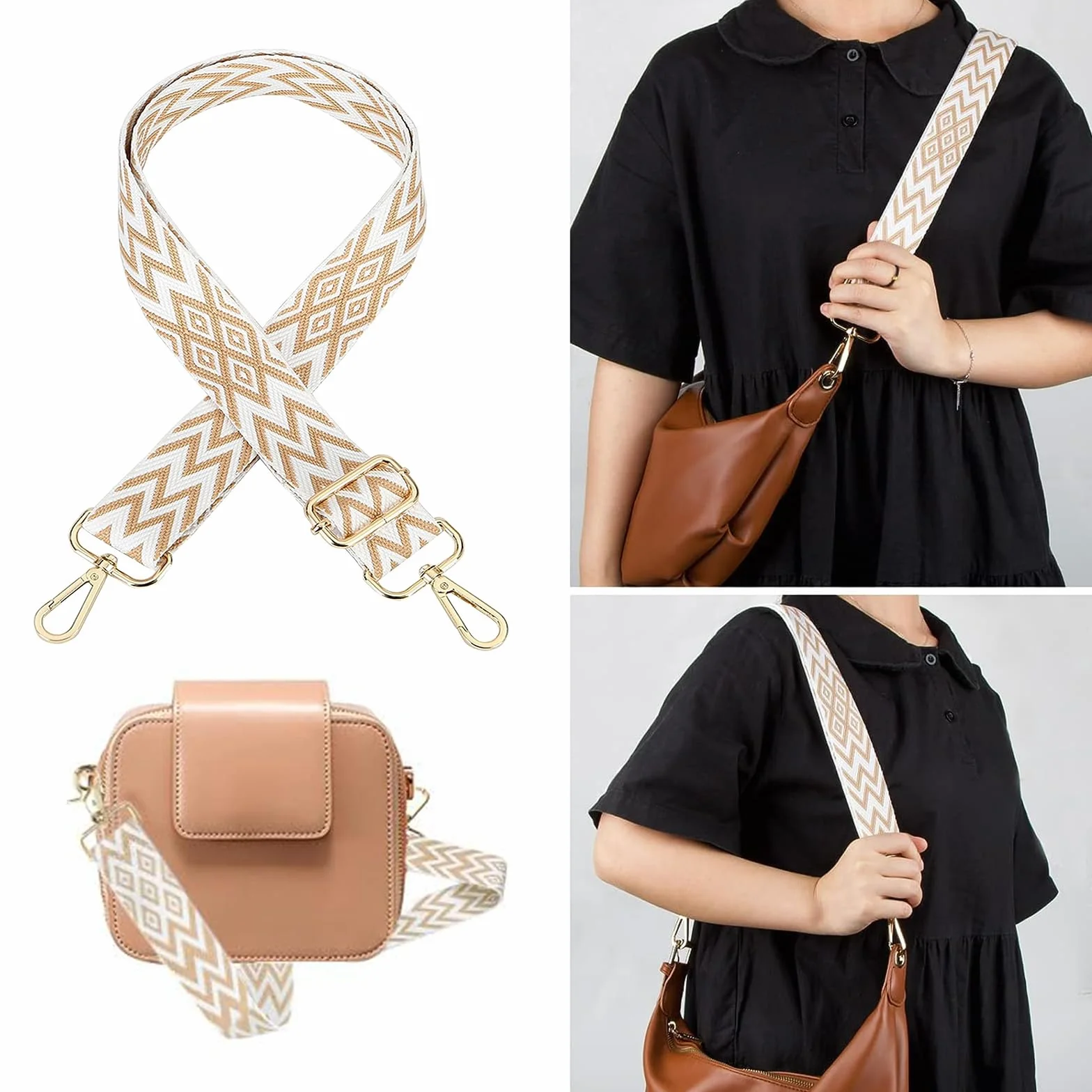 Sangle Sac Bandoulière Réglable 3 Pièces, Bandoulière de Rechange pour Sac Messager Appareil Photo Main