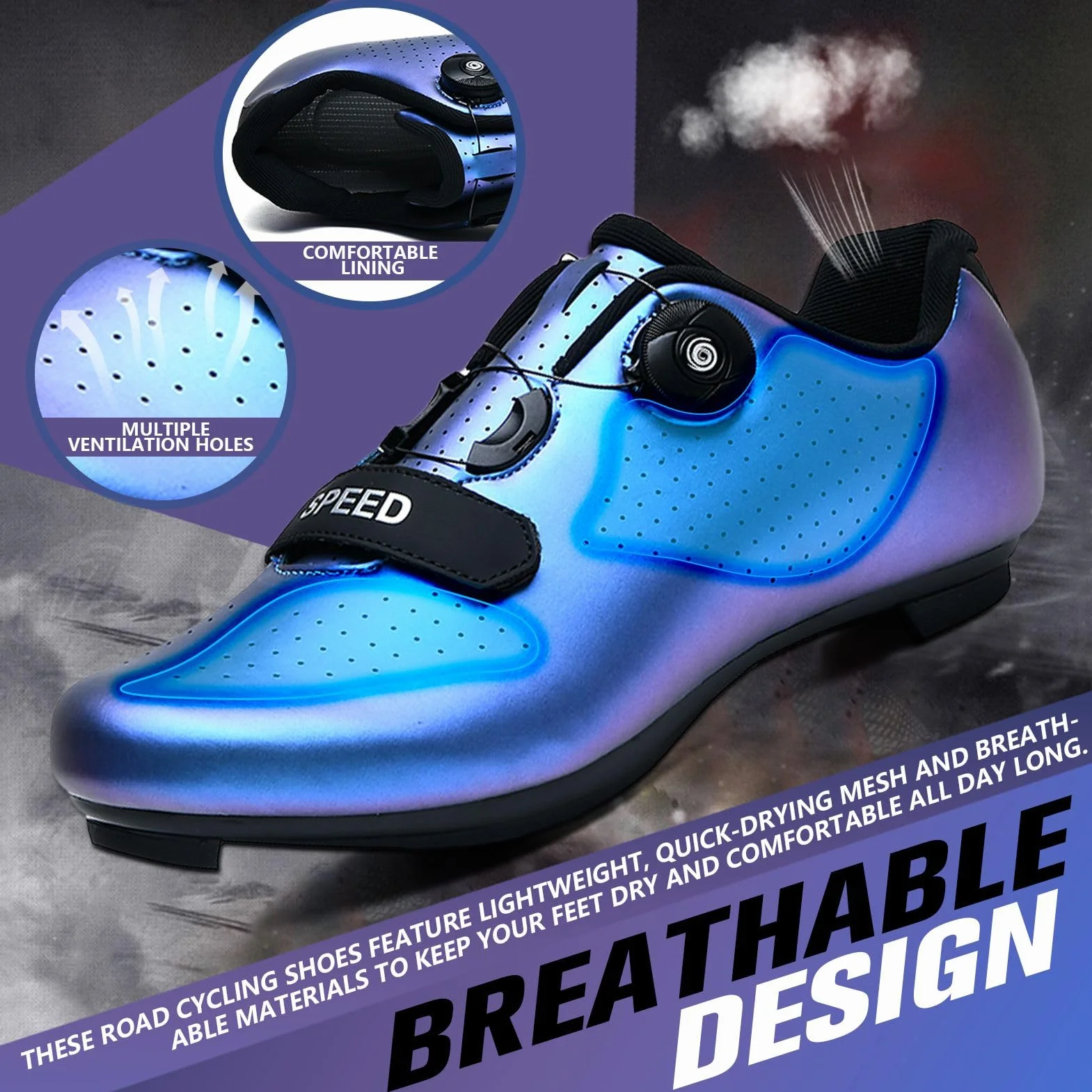 Chaussures Cyclisme Couleur Unie Hommes Femmes Route VTT Compatibles SPD SPD-SL Look