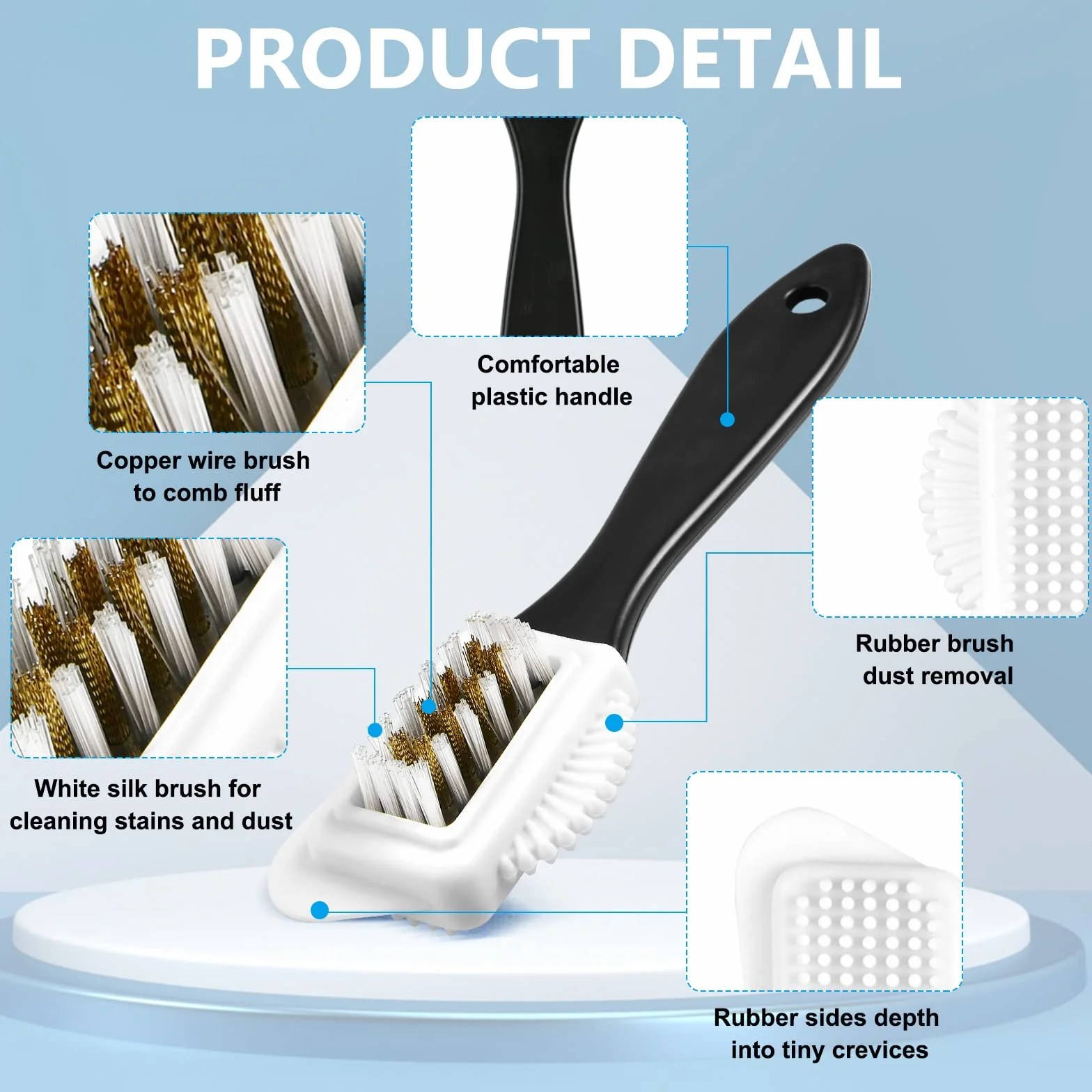 Flintronic Kit de Brosses à Chaussures pour Daim, Brosse en Crêpe avec Gomme de Nettoyage, 4 Côtés