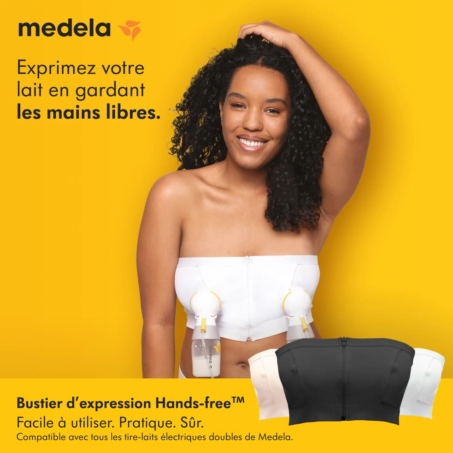 Medela soutien-gorge d'extraction Easy Expression mains libres avec matériau adaptatif stretch