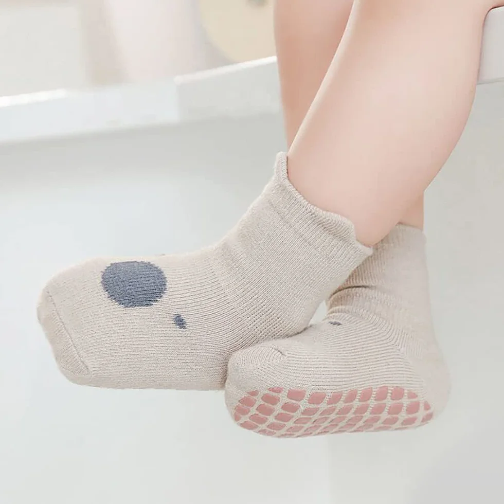 FedMois Chaussettes Antidérapantes Bébé Enfant Coton Motif Animaux 5 Paires