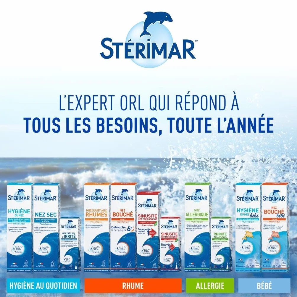STÉRIMAR Spray Nasal Bébé 100 ml - Hygiène du Nez, Eau de Mer 100% Naturelle, Formule Physiologique