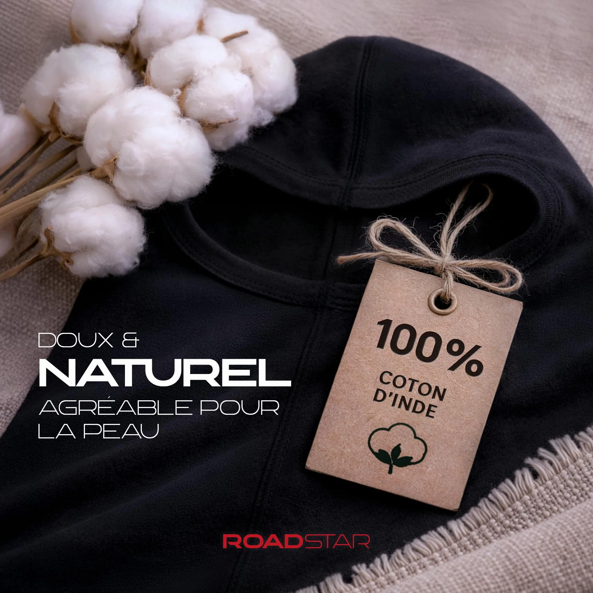 ROAD-STAR Cagoule 100% Coton Noir