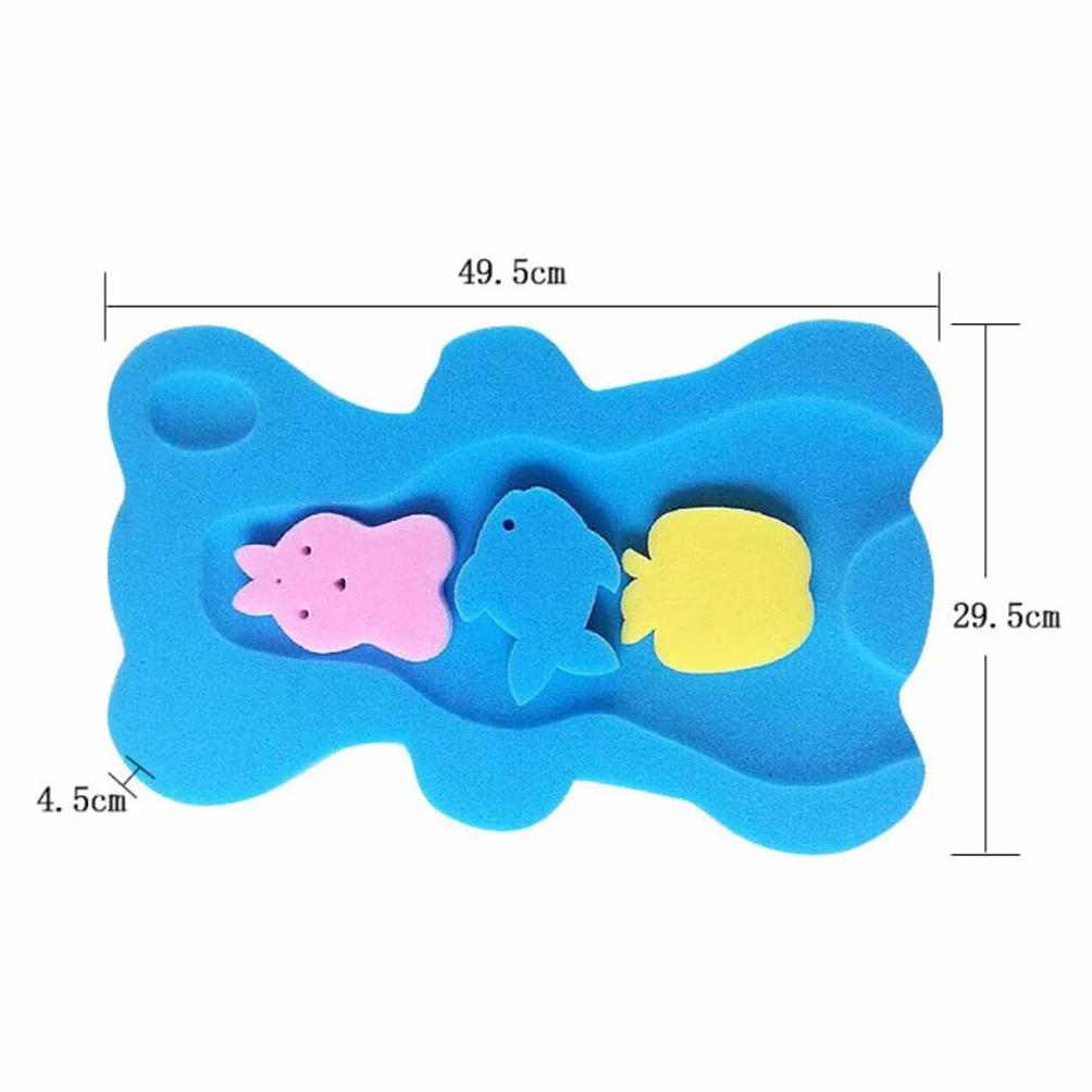 Perfeclan Siège éponge de bain pour bébé, Tapis antidérapant mignon, Coussin de sécurité pour enfants, Bleu