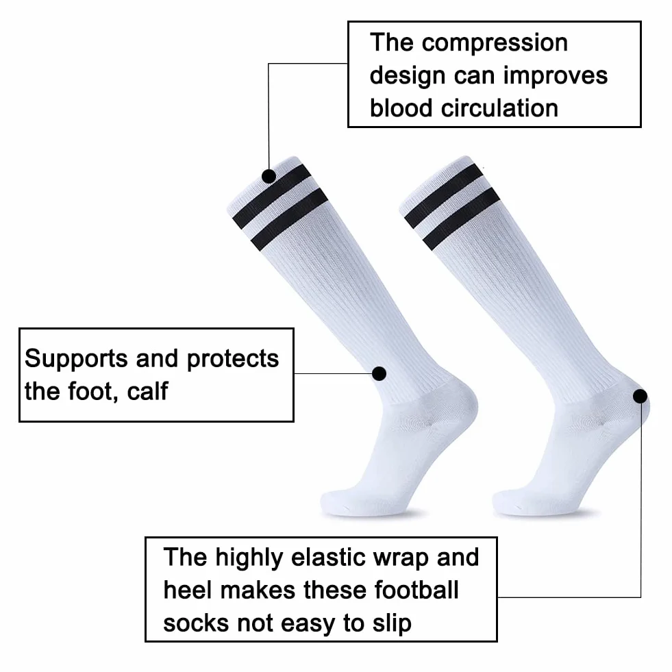 EQLEF Chaussette Foot Enfant, Chaussettes de Football Confortables à Section Mince pour Enfants, Respirantes et Élégantes pour Garçons et Filles 6-10 Ans