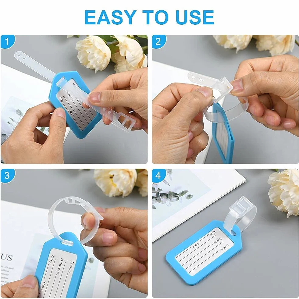 Vicloon 12PCS Étiquette Bagage Valise avec Carte Nom Adresse Numéro Plastique