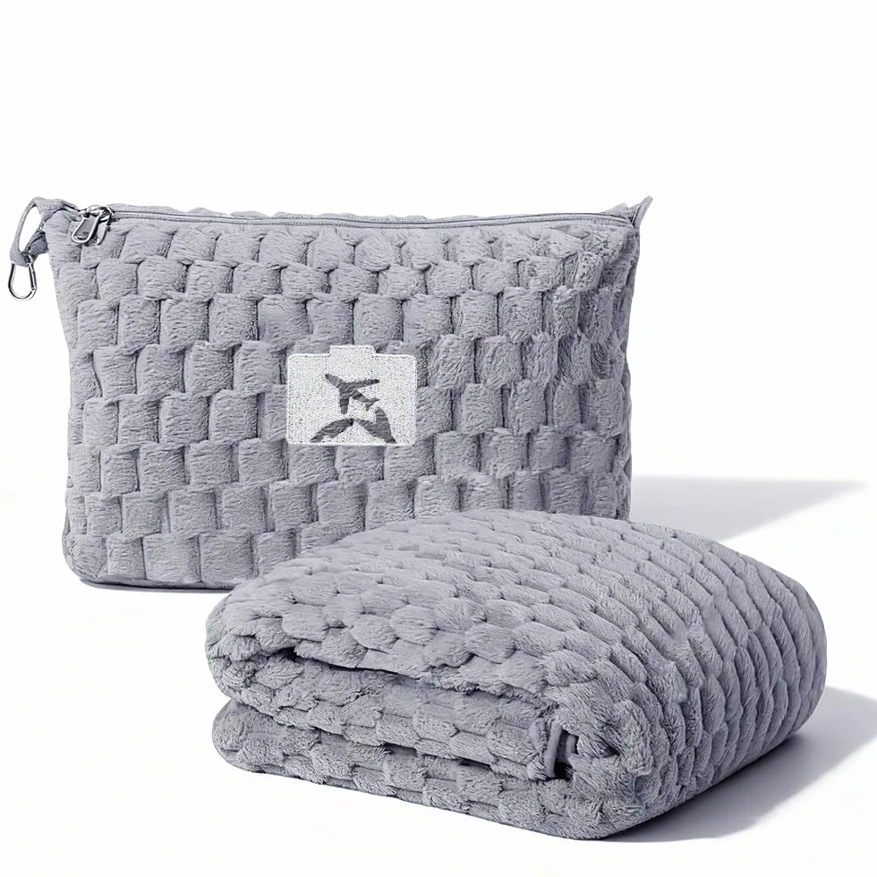 ADDLIVE Couverture de Voyage 2 en 1 152x127 cm Flanelle Chaude Gris
