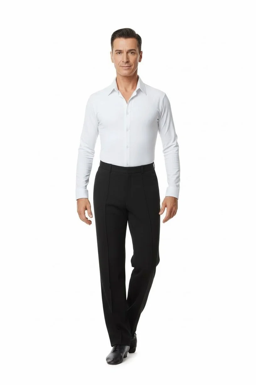 Chemise Body Chicago Slim Fit Homme Danse de Salon Tissu Technique Respirant Noir Blanc