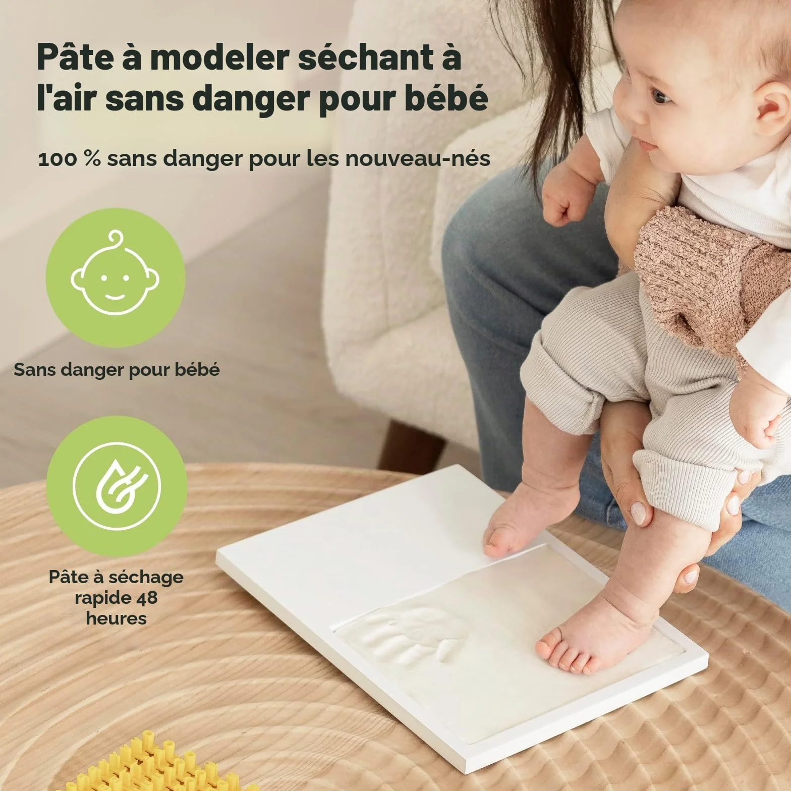 Kit Souvenir Empreinte Bébé - Cadre Photo Nouveau-Né - Kit d'Art Mémoire - 28cm x 22cm, Alpine White
