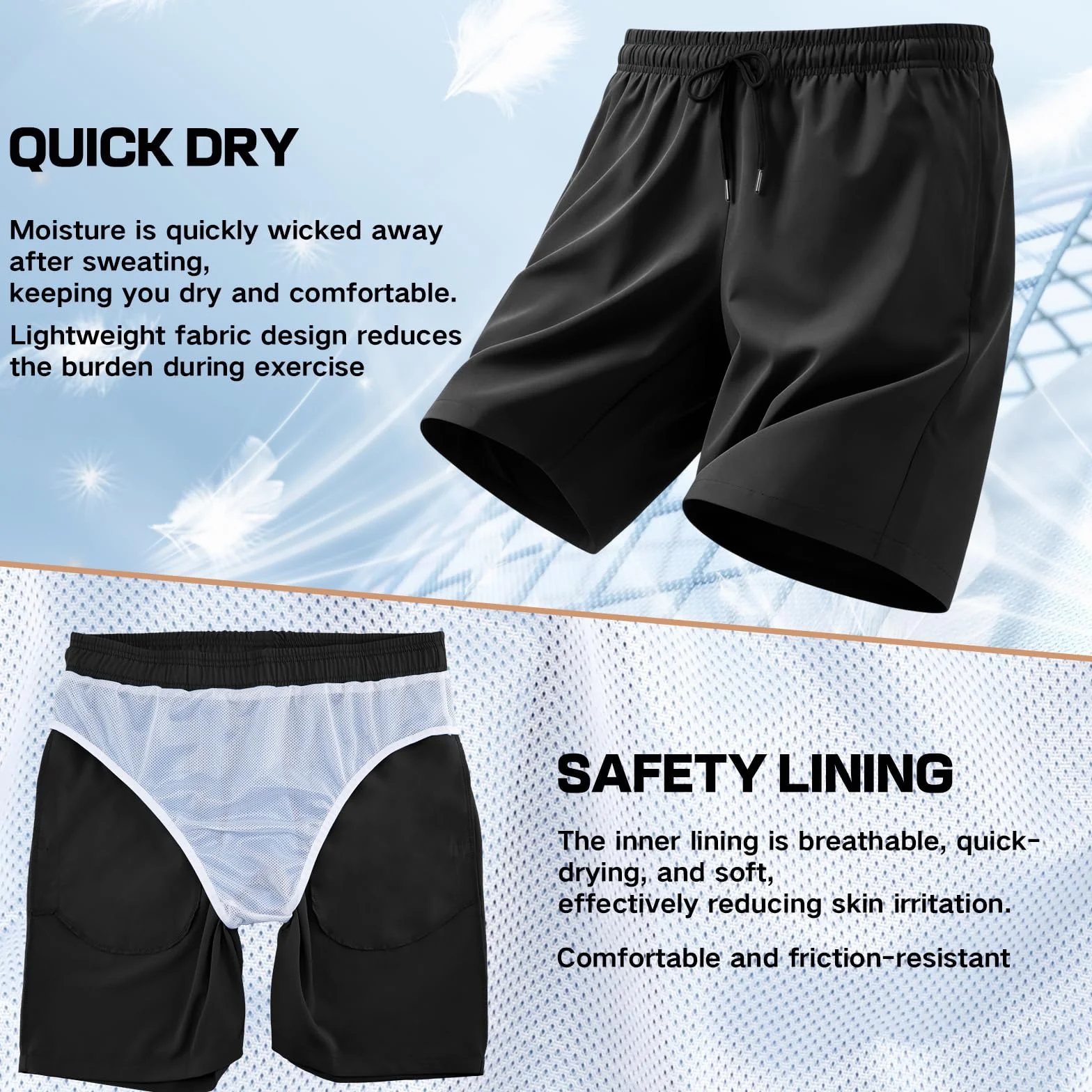 Maillot De Bain Homme Séchage Rapide Sport Bermuda Short Respirant avec Poche Zippée Et Cordon Élastique