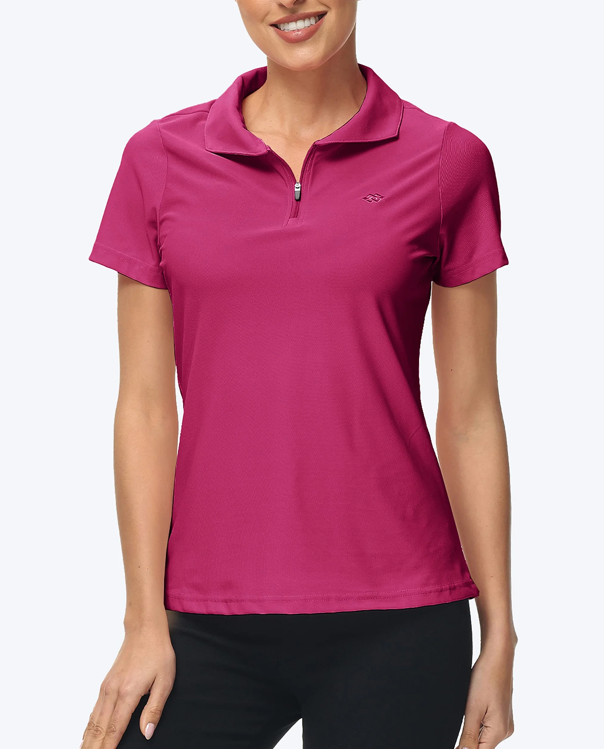 Polo Femme sans Manches 1/4 Zipper Sport Débardeur Golf Tennis Tops