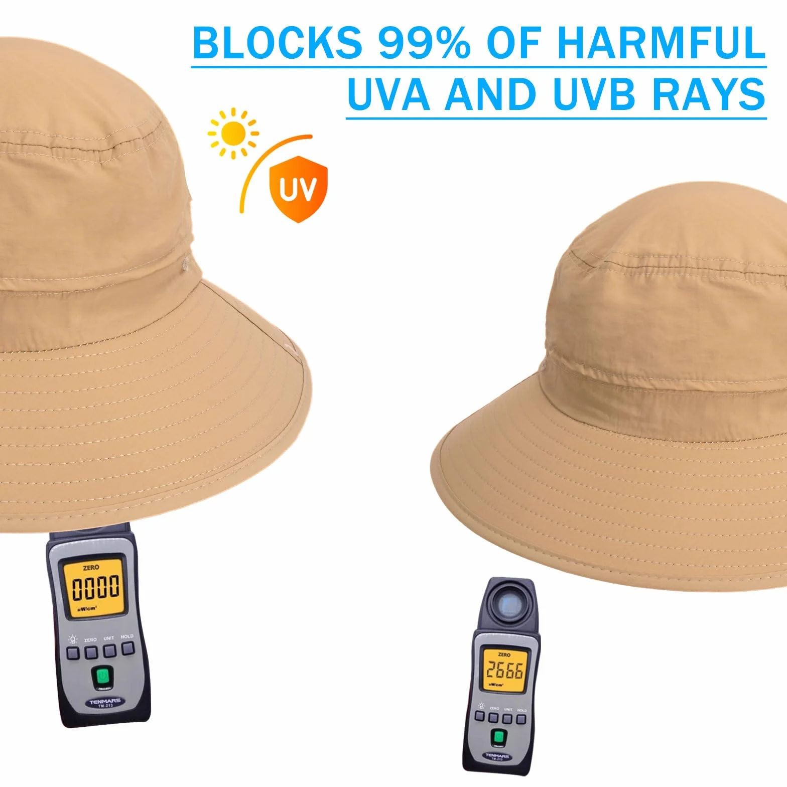 Bob Homme Imperméable Anti UV Chapeau Safari Soleil avec Maille Respirante Léger Pliable pour Randonnée Pêche Été