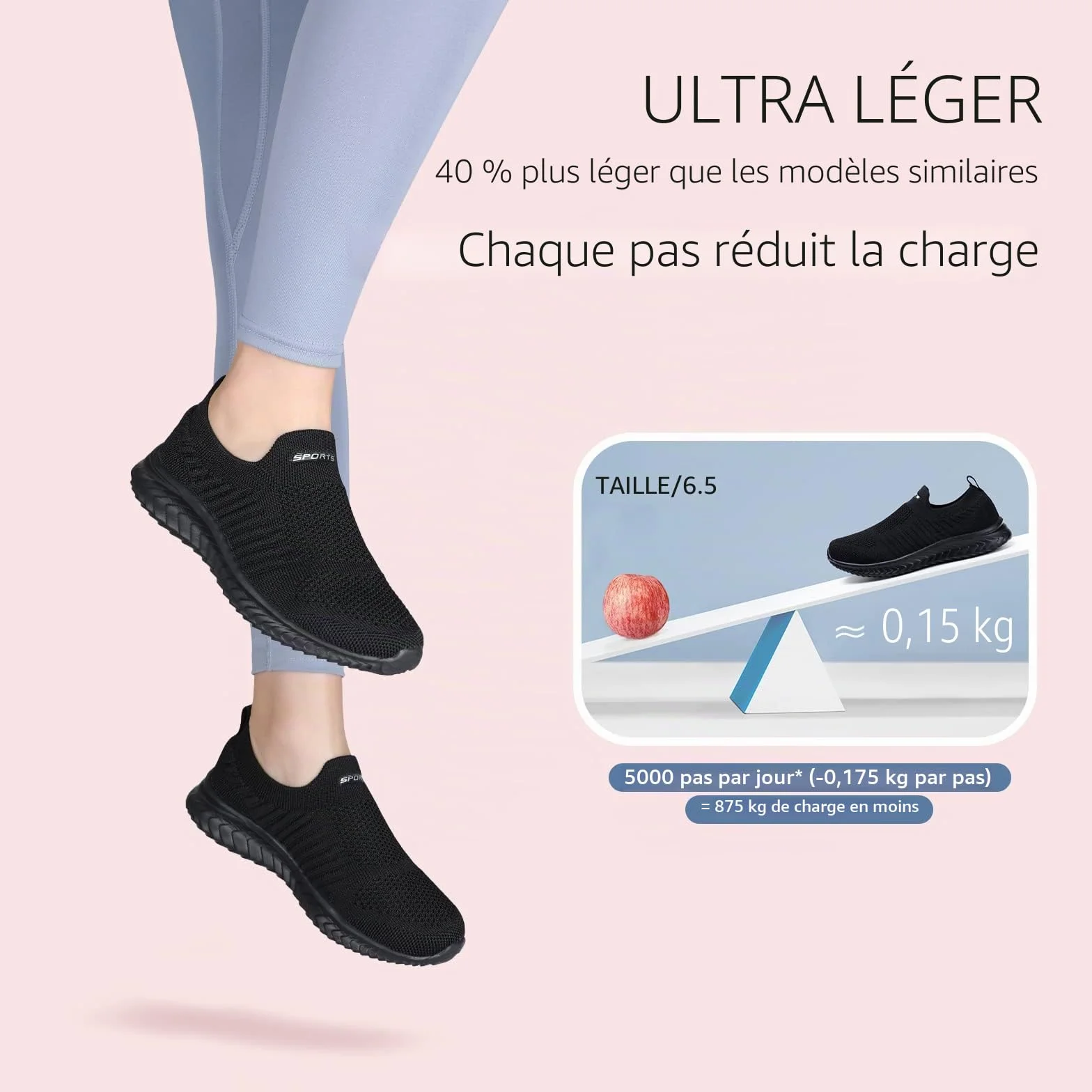 HKR Basket Femme Respirantes Chaussures de Running Marche Légères Sneakers 35-42EU