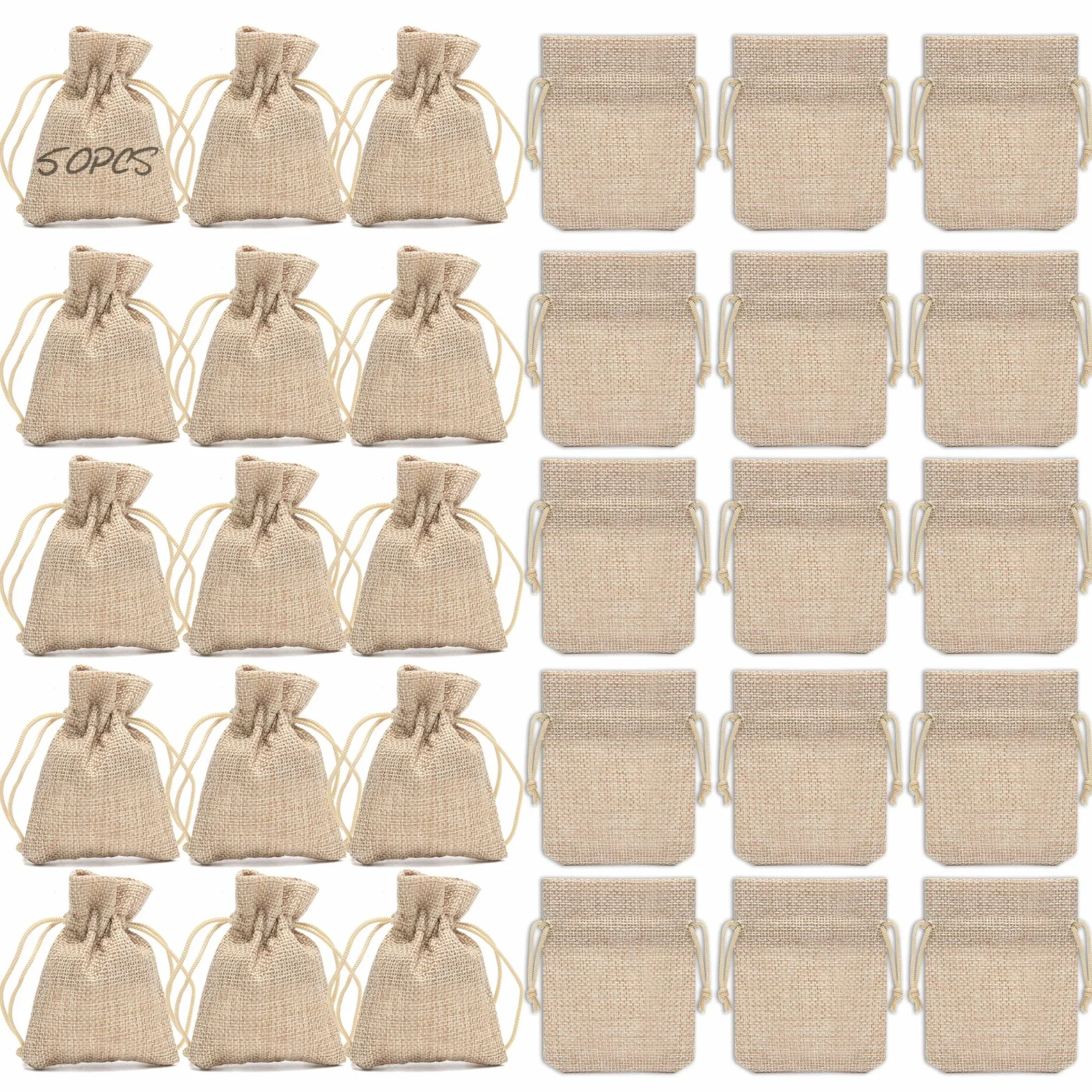 Sac Toile de Jute NAEBRO 50 Pcs 7x9 cm Corde de Serrage Cadeau Bijoux Cosmétiques