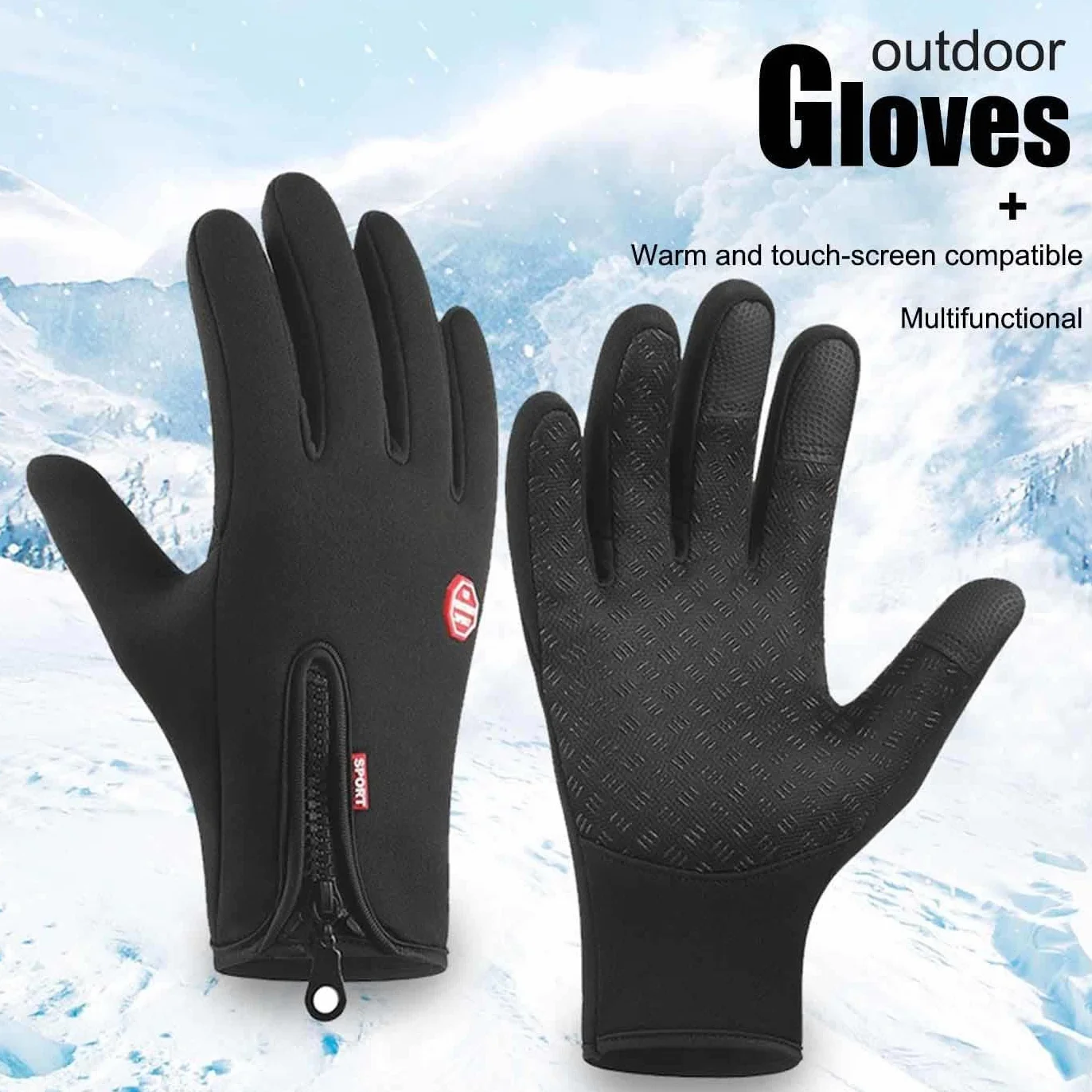 YUNFAN Winter Gloves Thermal Touch Screen Windproof Waterproof Cycling Mittens Outdoor Non-Slip Glove for Driving Hiking