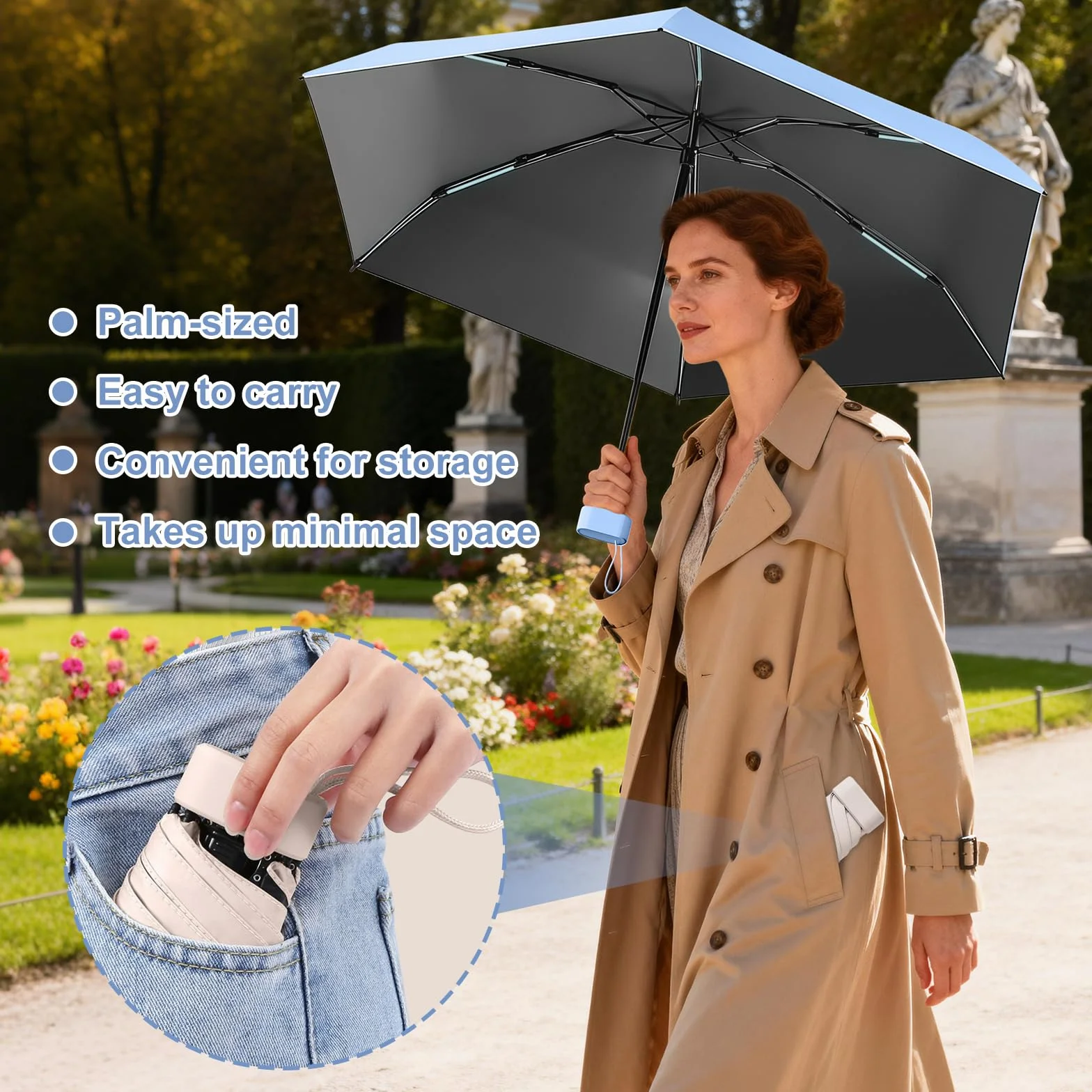 Parapluie Pliable Mini Anti-UV Compact Léger Voyage Homme Femme