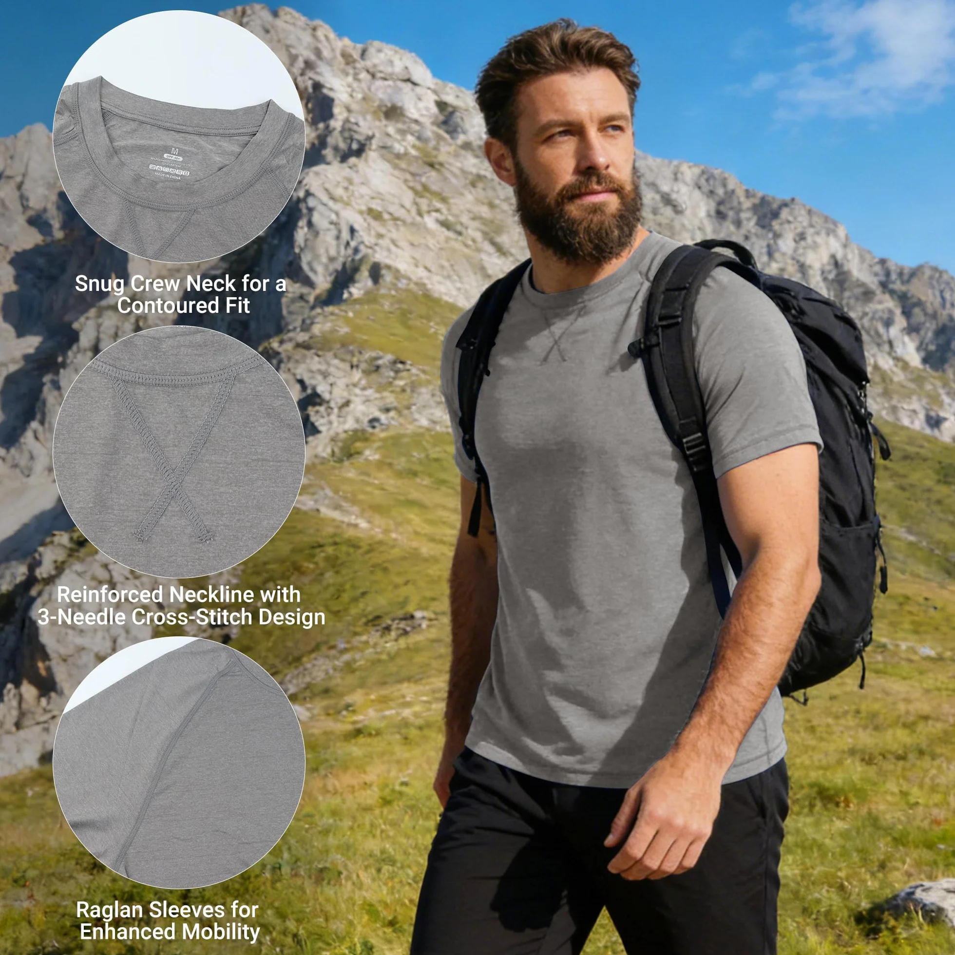 MEETWEE Homme T-Shirt UV Manches Longues/Courtes UPF 50+ Rashguard Anti-UV Respirant Séchage Rapide