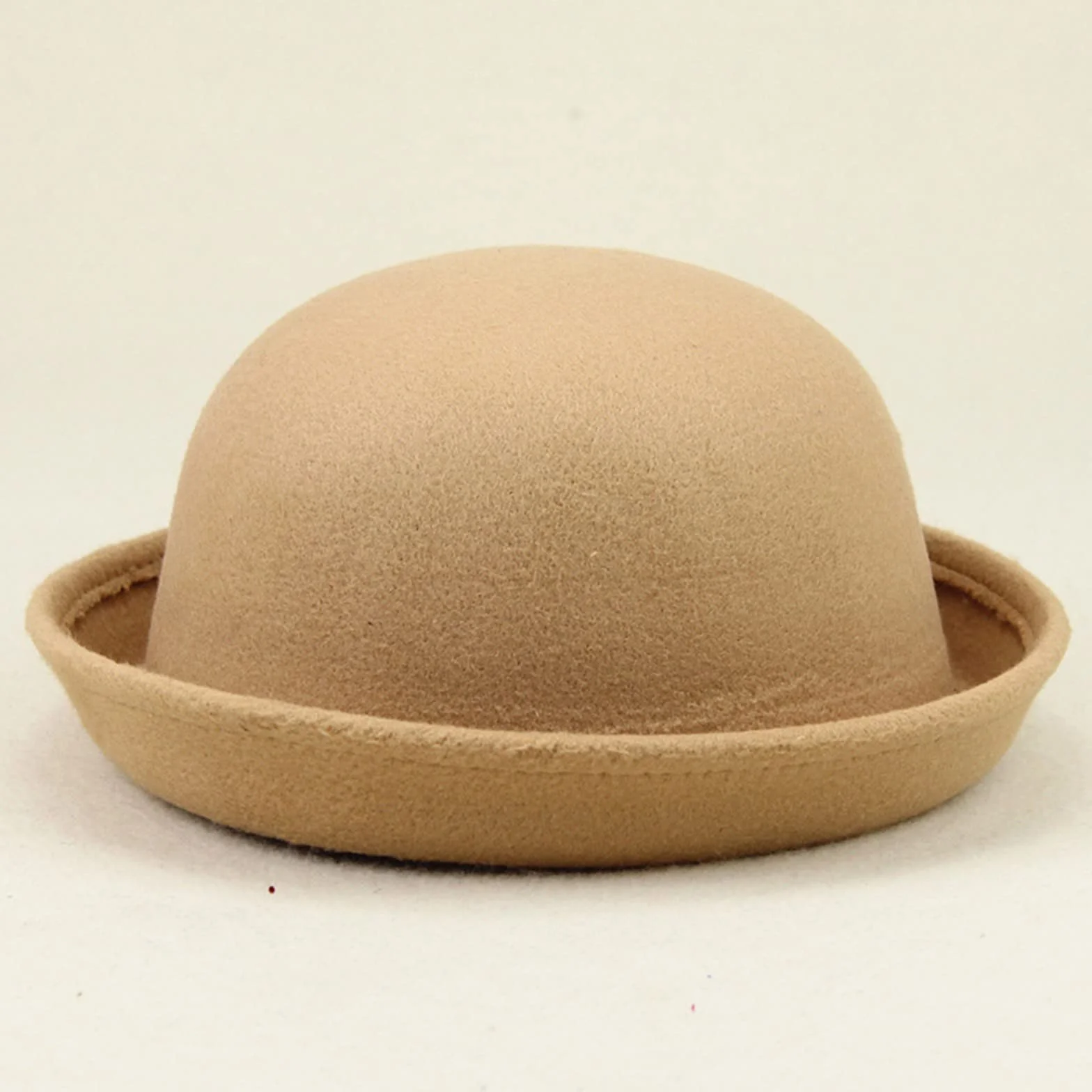 Chapeau melon Panama classique en laine à bord enroulable pour adultes