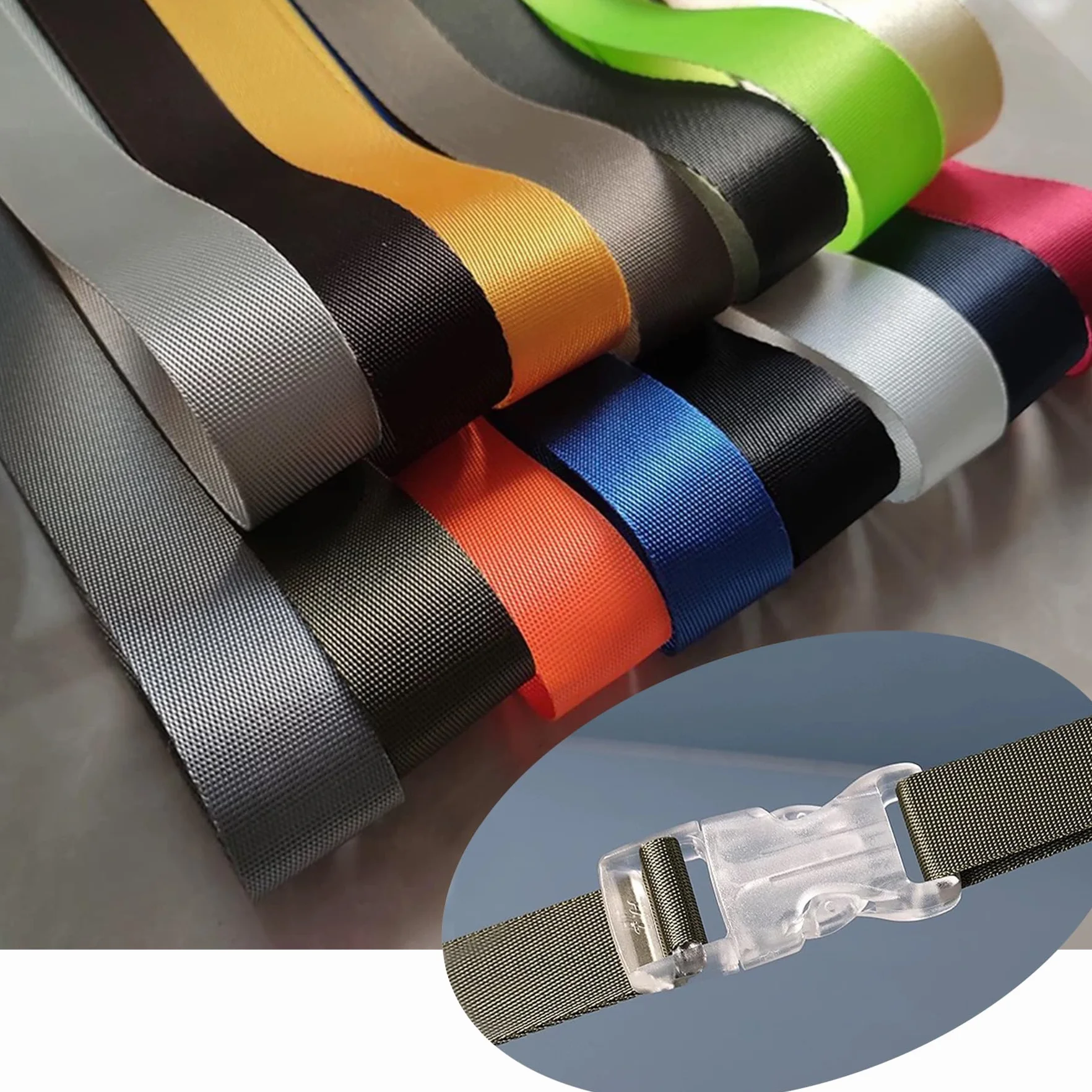 Sangle plate en nylon 50 mm pour sac à dos, 5,1 cm x 3,66 m, gris