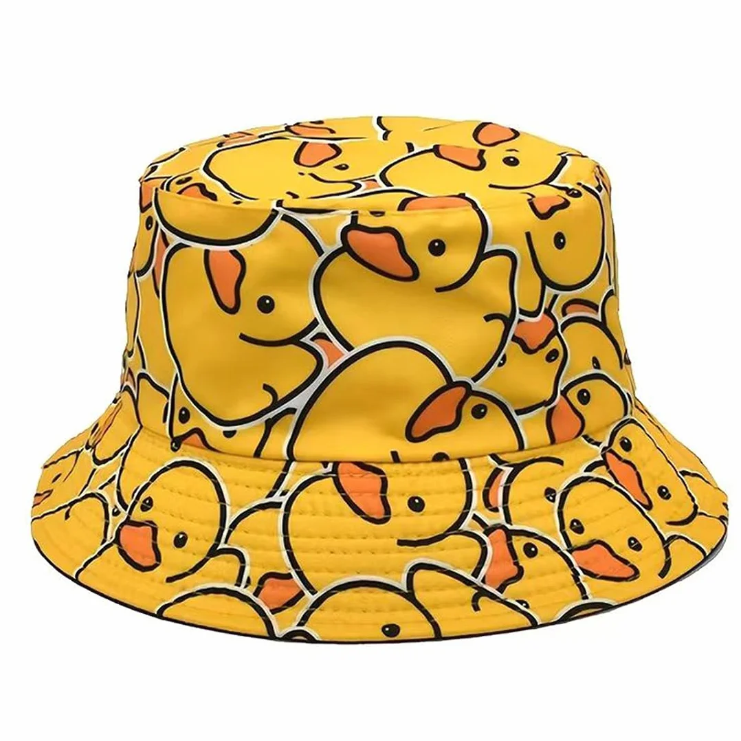 Chapeau de Seau Coton Unisexe, Chapeau de Pêche Soleil, Jaune Canard, 1 Pièce