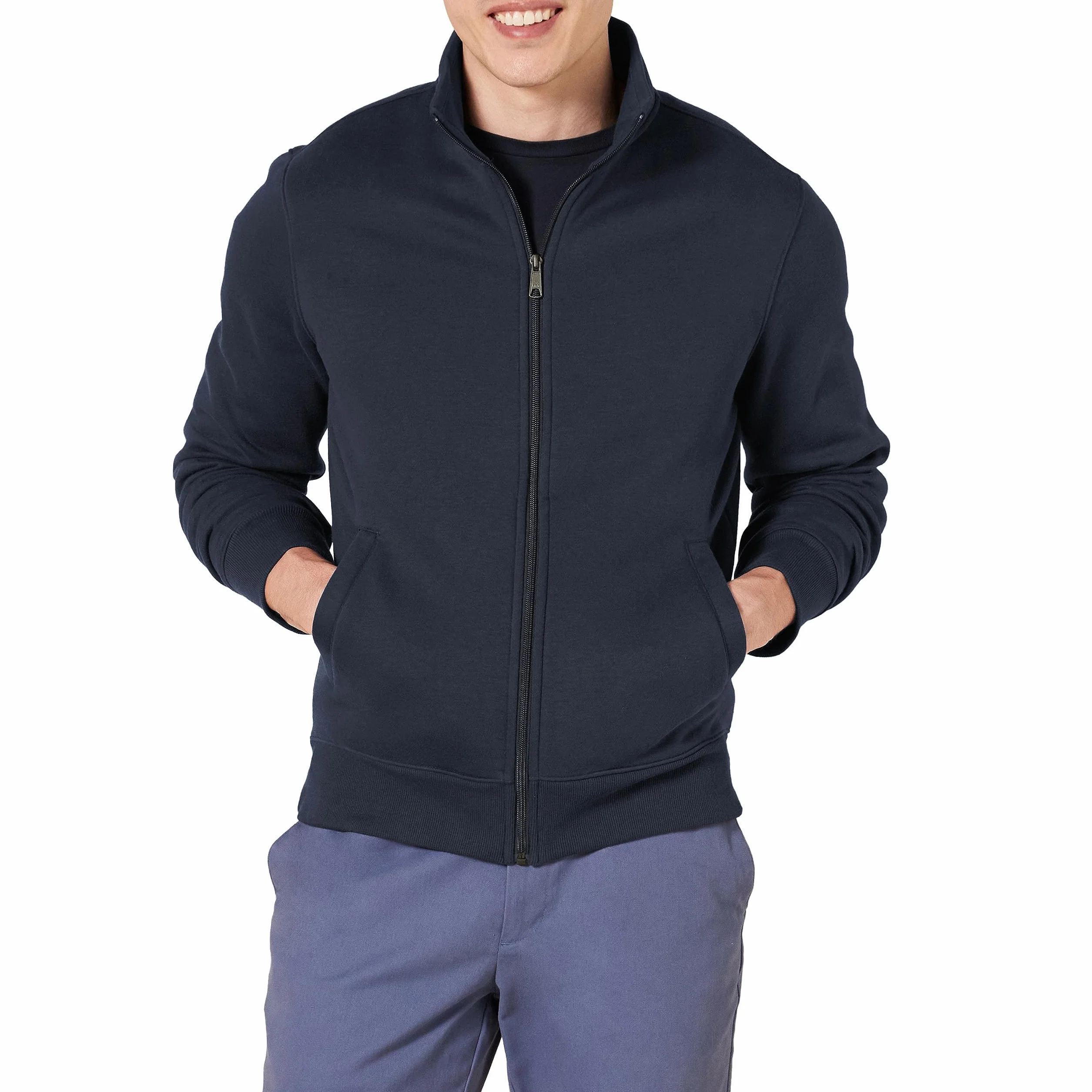 Amazon Essentials Sweat-shirt Polaire Zippé Col Montant Homme Coupe Classique