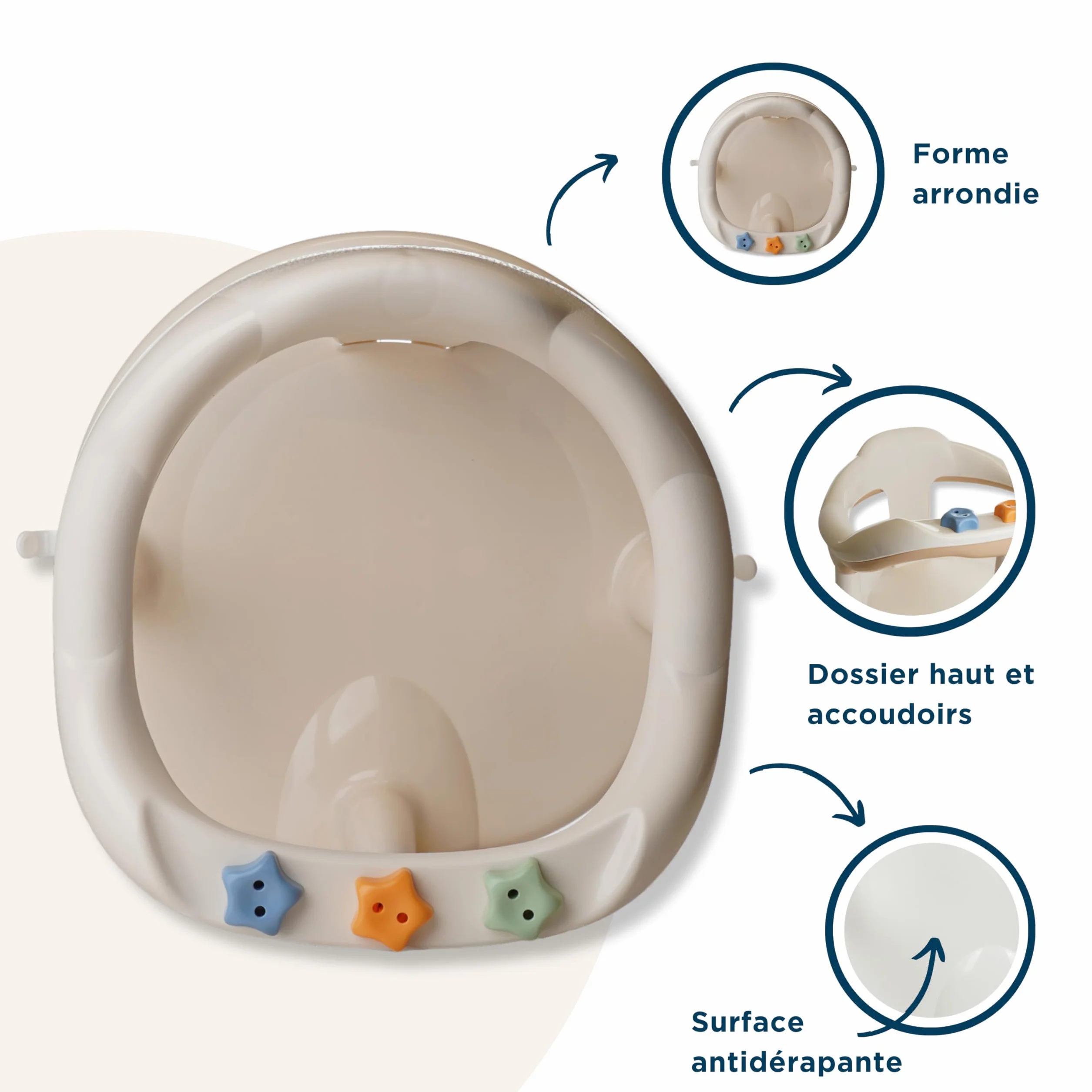 THERMOBABY Anneau De Bain Bébé Aquababy Siège De Bain 7-16 Mois Fabriqué En France Noisette