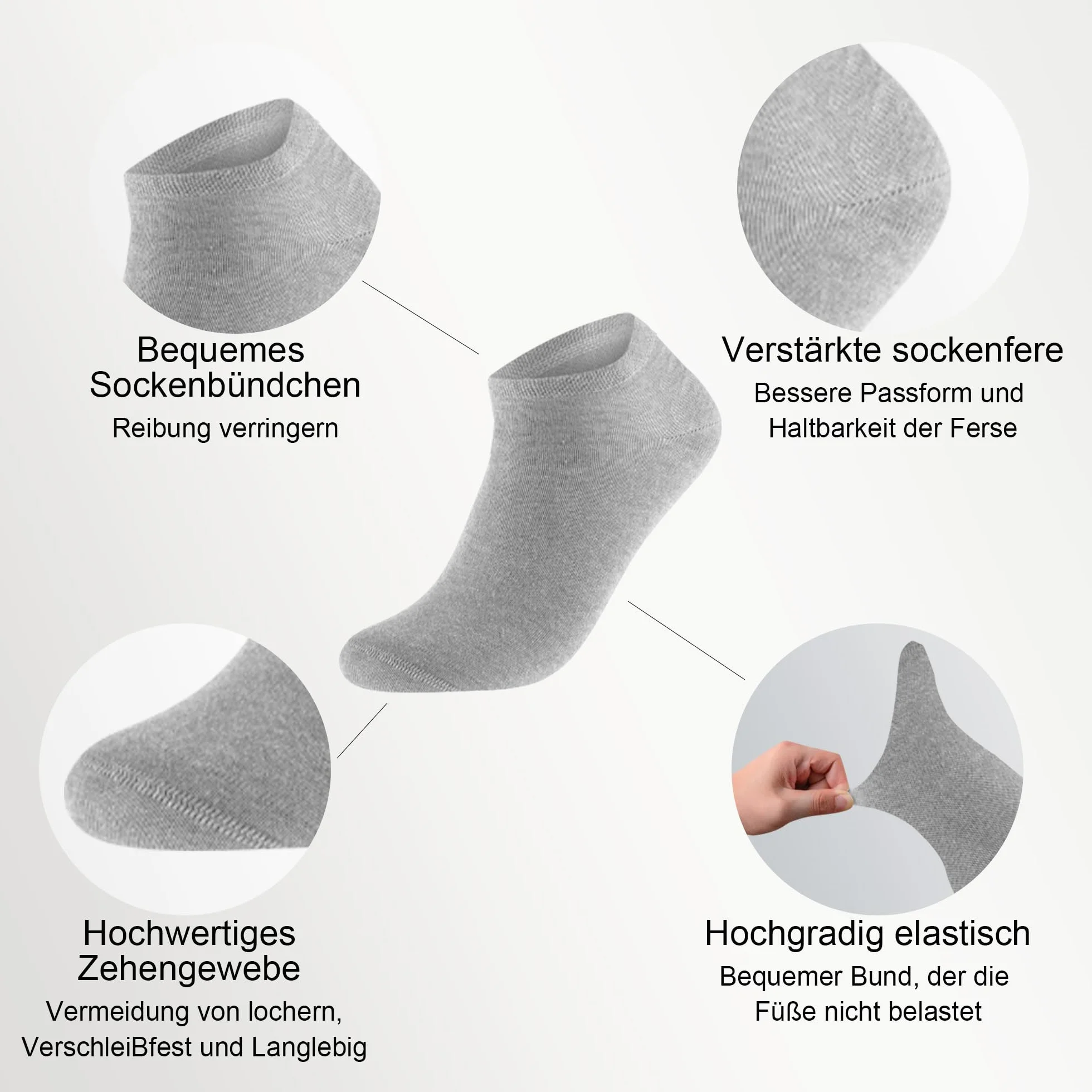 Chaussettes Basses Homme Femme Lot de 12 Paires Socquette Sport Coton Respirant Courtes