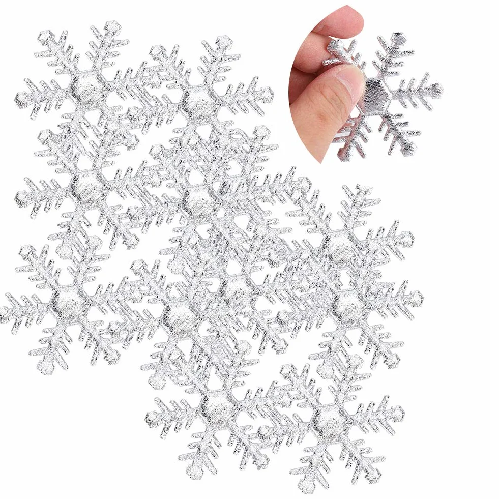 Flocons de Neige Argentés en Tissu Non Tissé pour Décoration de Noël et Mariages d'Hiver