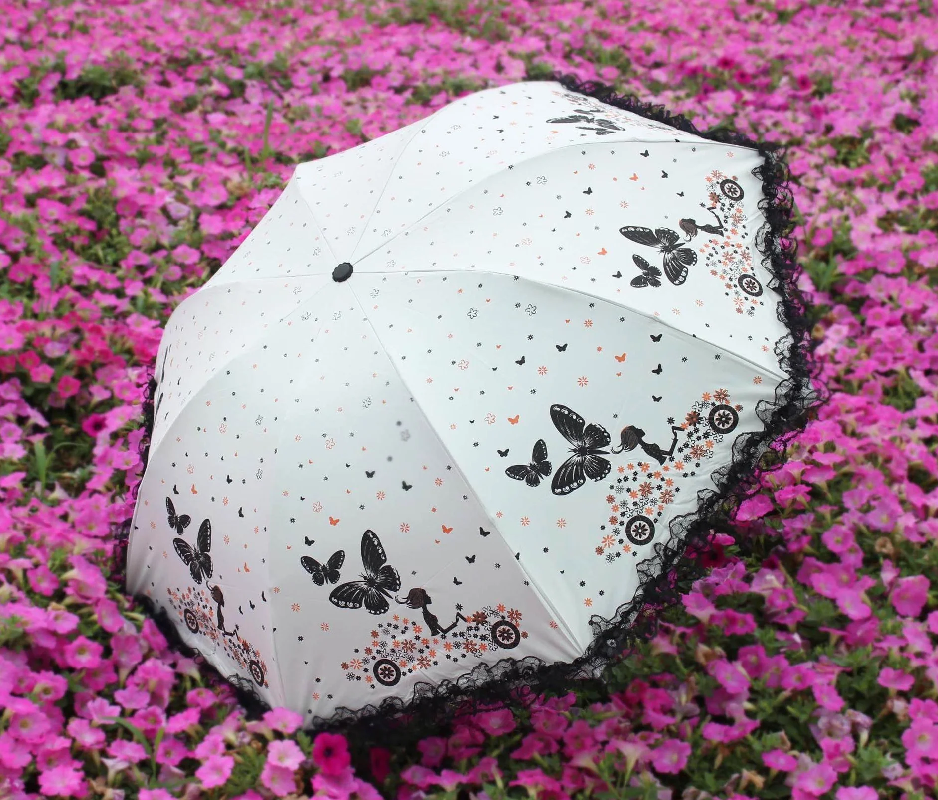 Parapluie pliant UV Ombrelle Compact Protection contre le vent Voyage Résistant à l'eau pour femmes