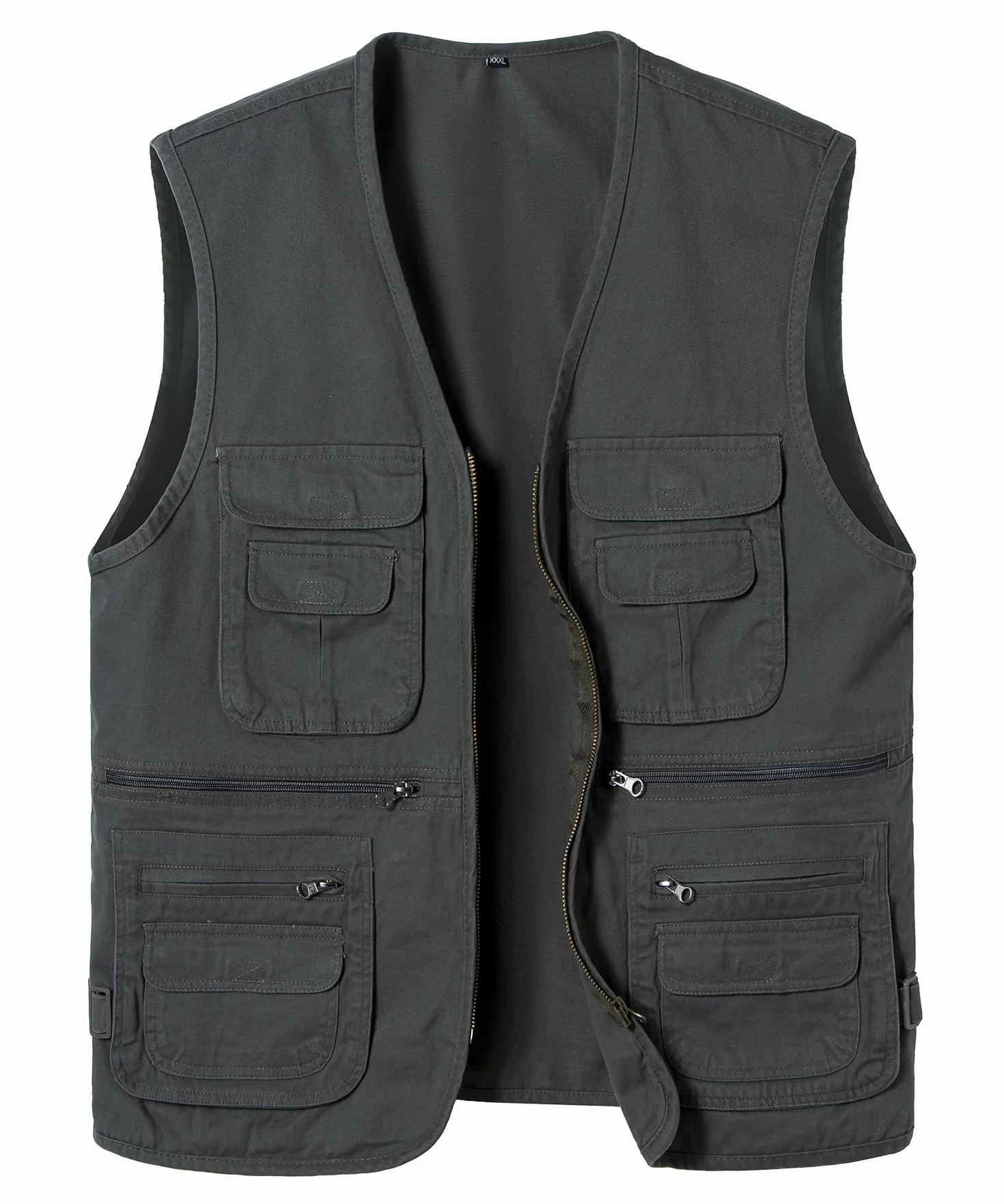 Gilet de Pêche Photographe Multi-poches Veste de Chasse Sans Manche Coton Plein Air