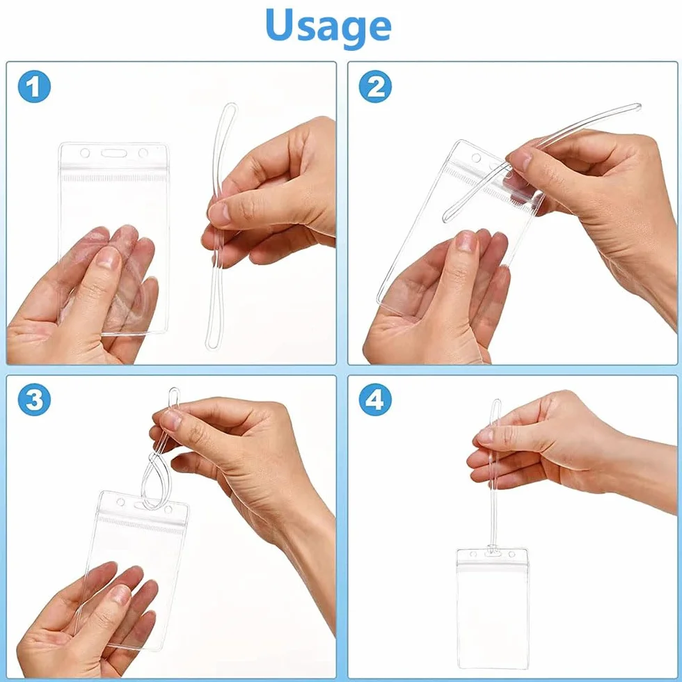 Lot de 12 porte-étiquettes de bagage transparentes imperméables pour valises avec cordon