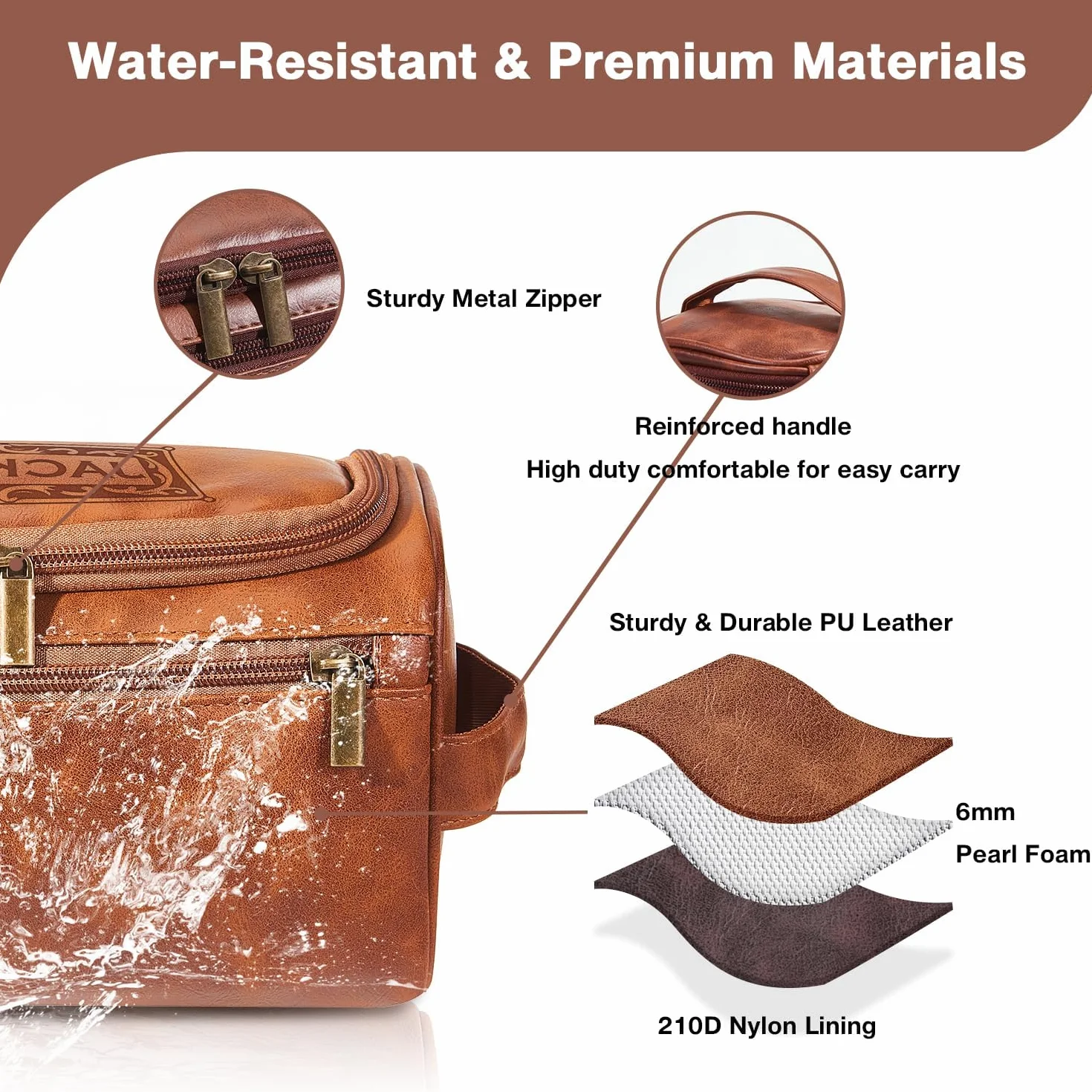 Trousse de toilette à suspendre personnalisée pour homme, sac en cuir PU monogrammé gravé au laser, poches double face, organisateur de voyage
