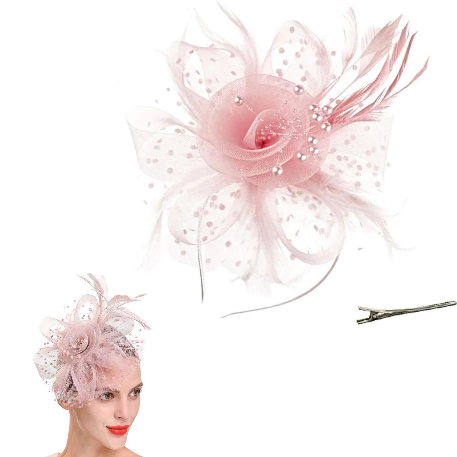 Petit Chapeau Mariage Femme, Épingles à Cheveux Accessoires Coiffure pour Cocktail Tea Party