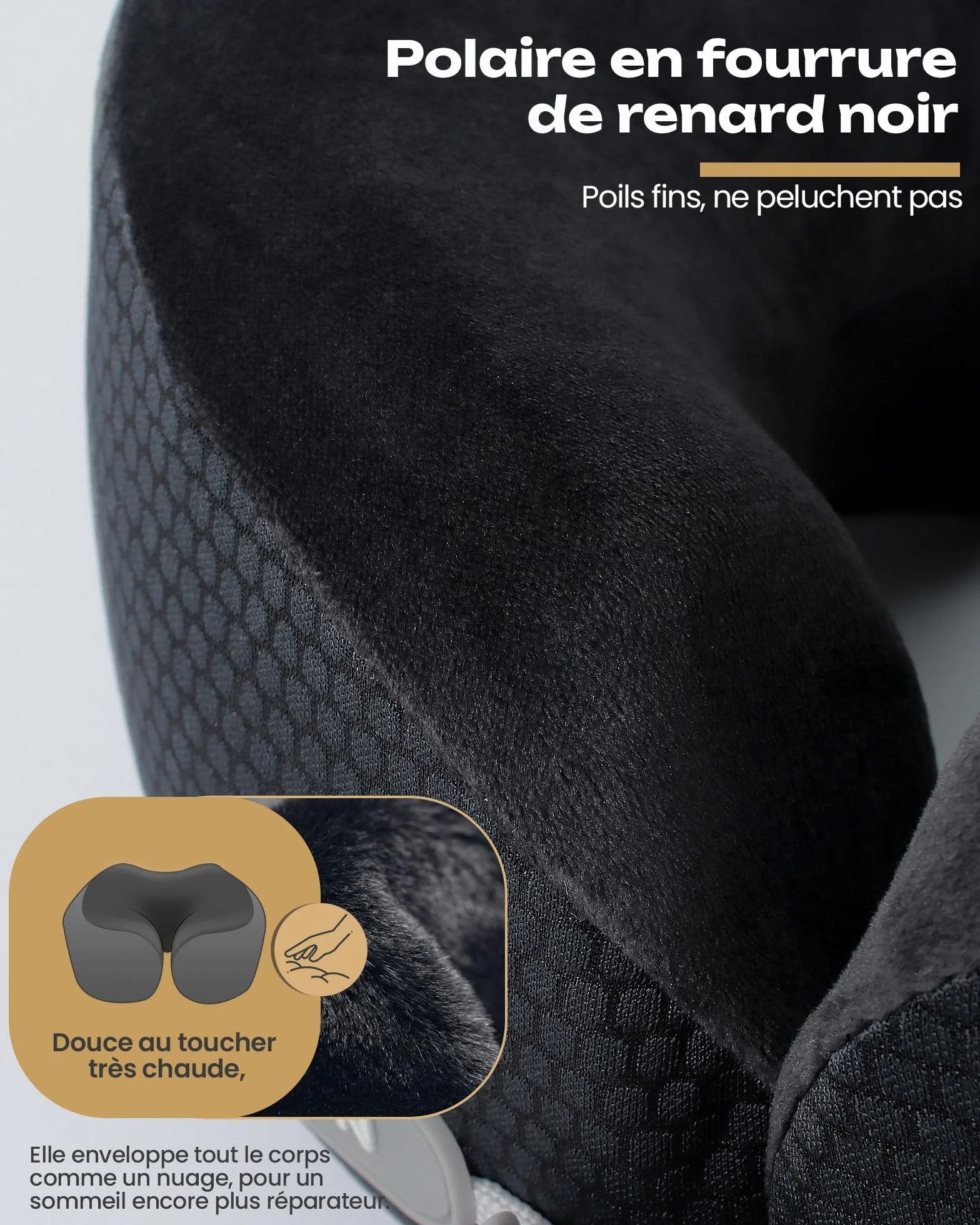 Aosun Coussin de Nuque de Voyage 4 en 1 avec Masque et Bouchon, Mousse à mémoire de Forme, Appui-Nuque Doux pour Dormir