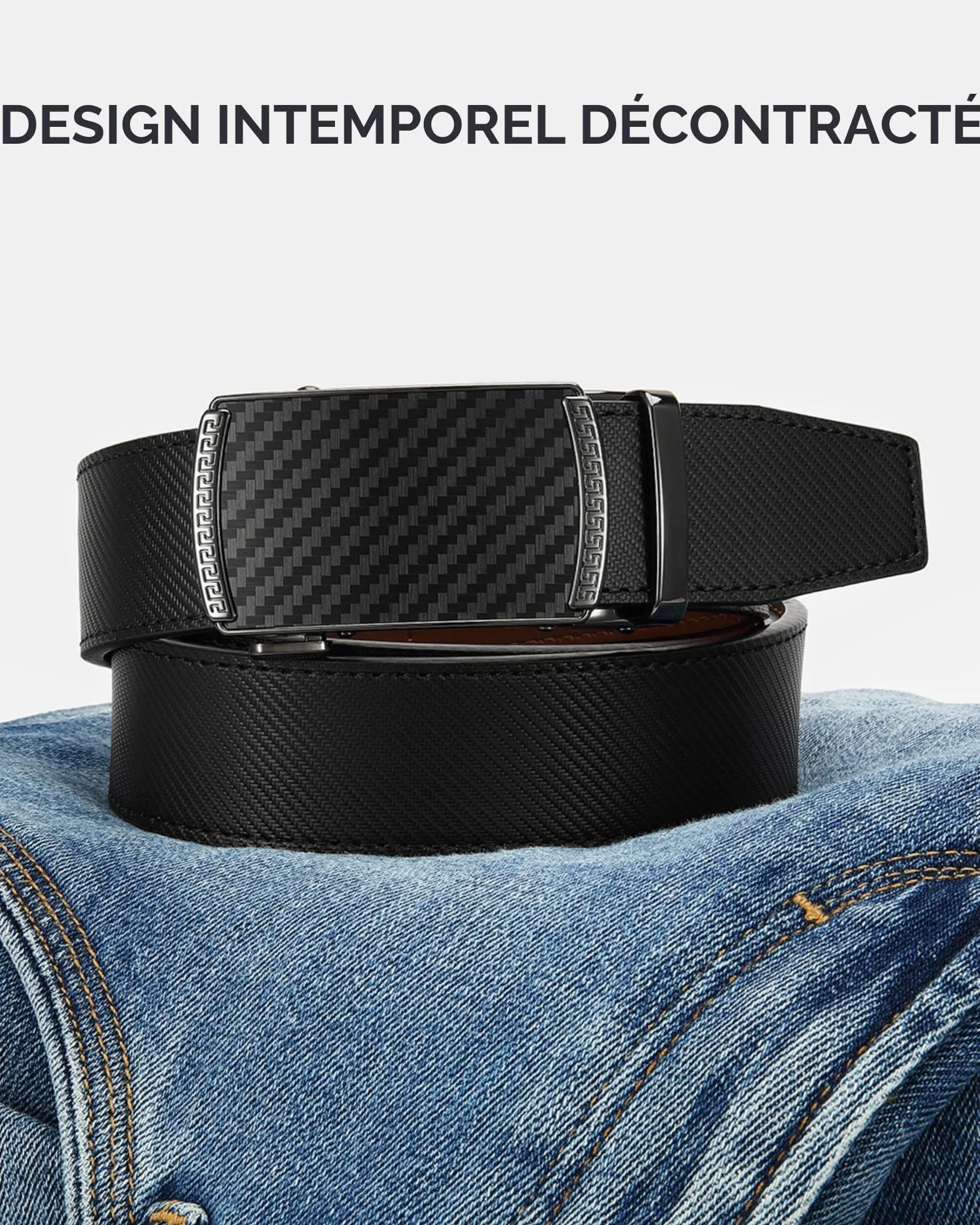 CHAOREN Ceinture Homme Cuir Automatique 35mm Taille Ajustable
