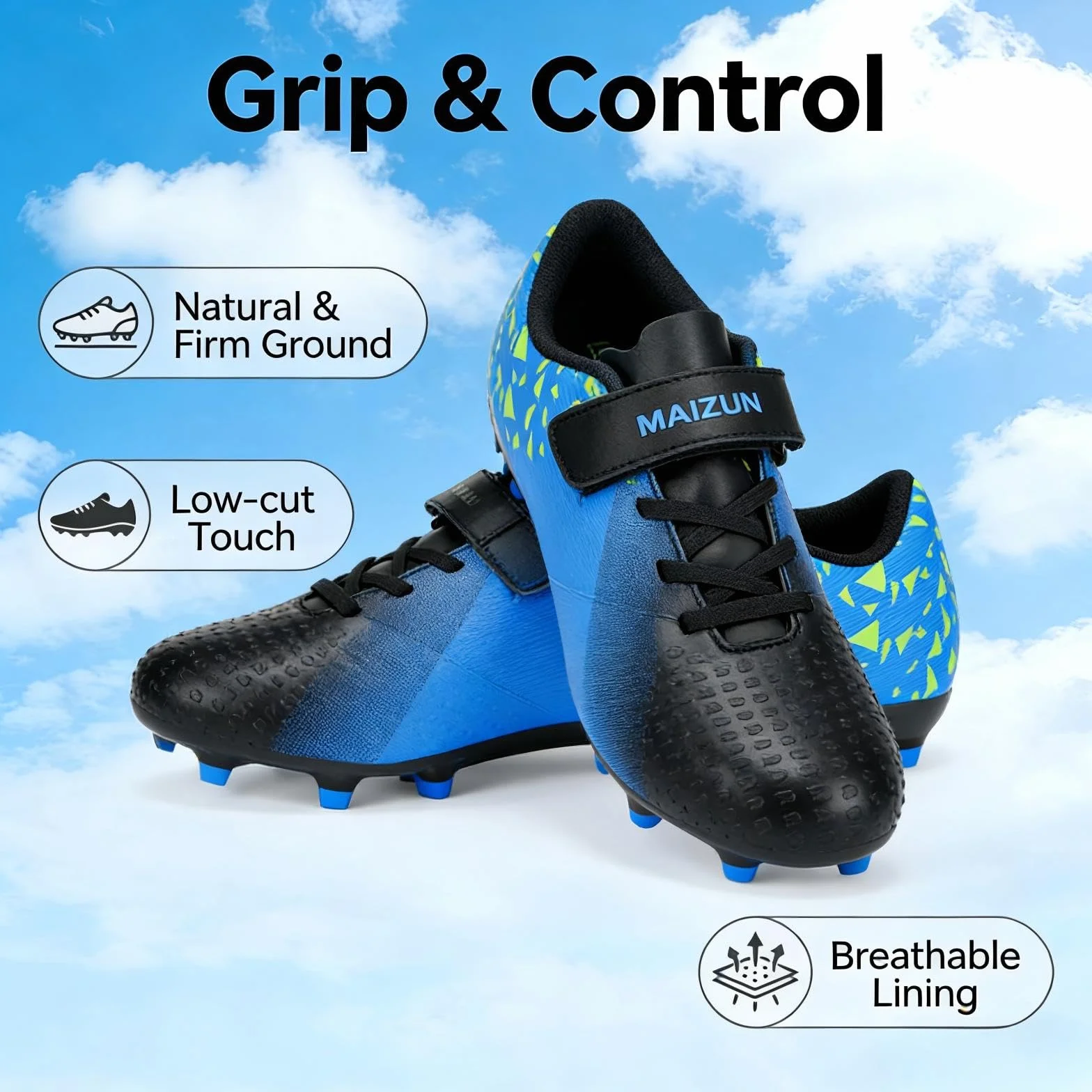 Chaussures de Football Enfants Crampons Terrain Ferme Petits Grands