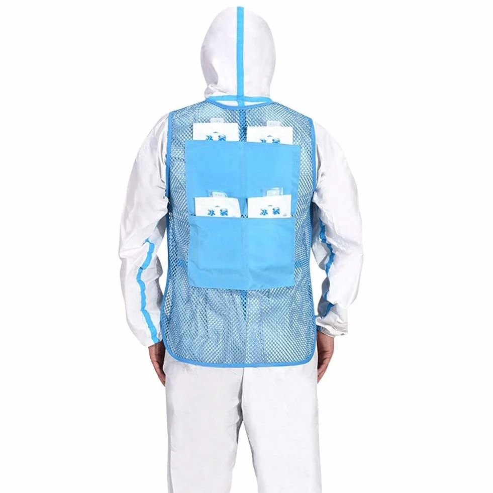 Gilet Rafraîchissant avec 8 Packs de Glace, Gilet de Refroidissement Réglable Imperméable