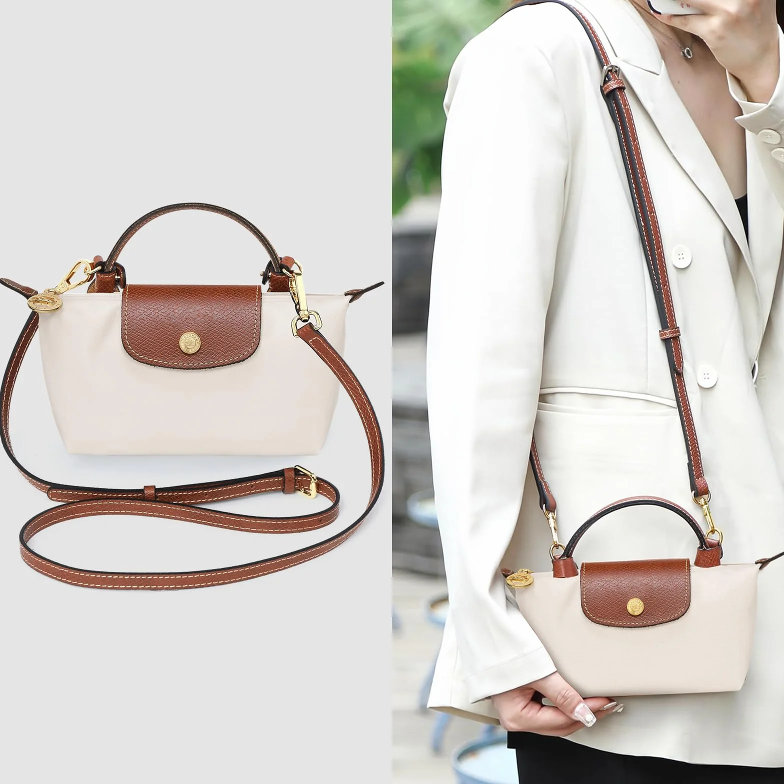 Bandoulière Longchamp Marron 12 mm 94-124 cm Sac Sangle avec Adaptateurs