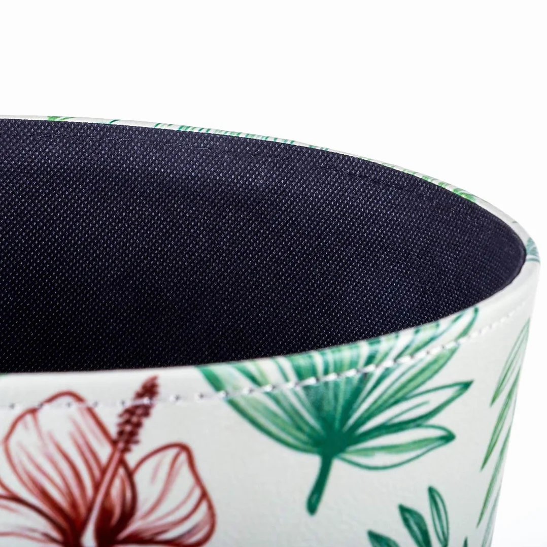 Poubelle en cuir 10 L étanche pour chambre d'enfant fleurs tropicales