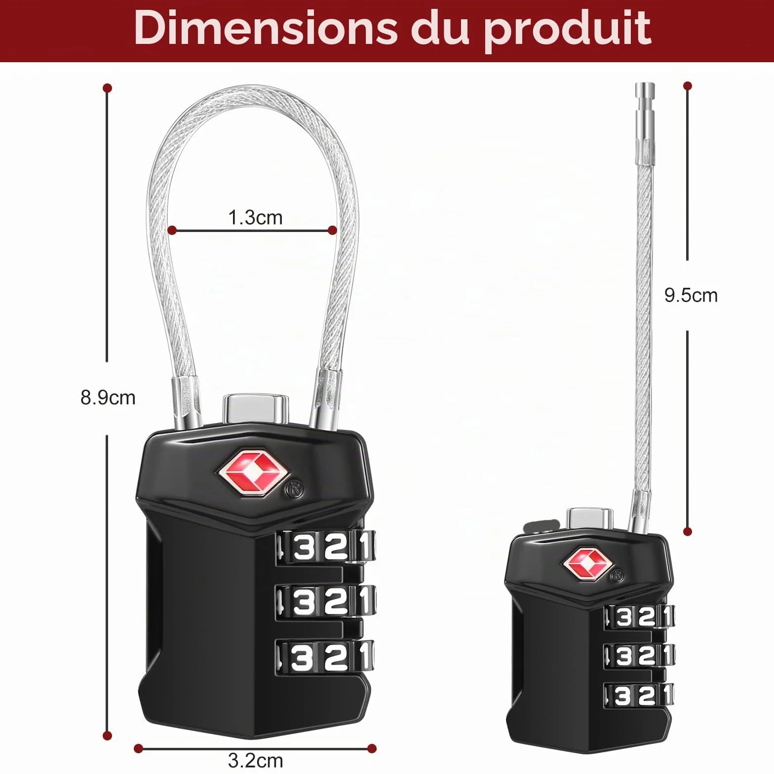 Blendura Cadenas TSA Valise 2 Pack Serrures à Bagages à Combinaison 3 Chiffres