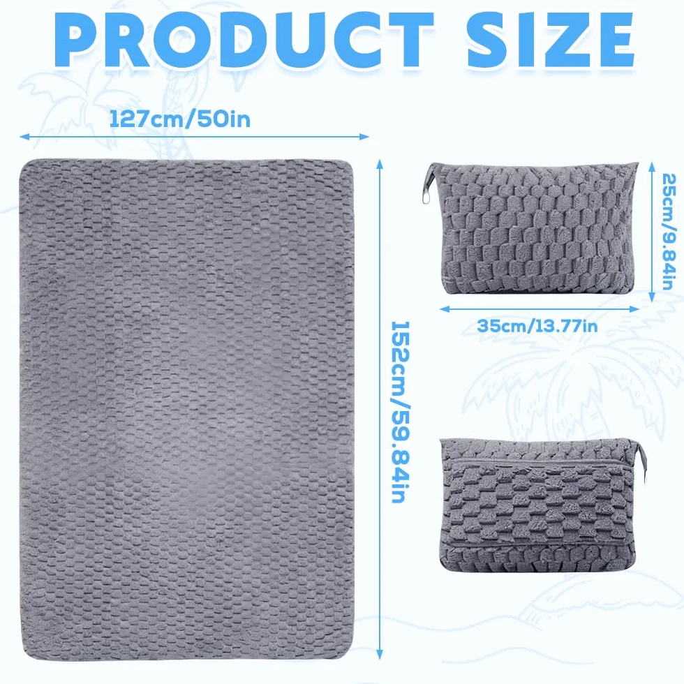 ADDLIVE Couverture de Voyage 2 en 1 152x127 cm Flanelle Chaude Gris