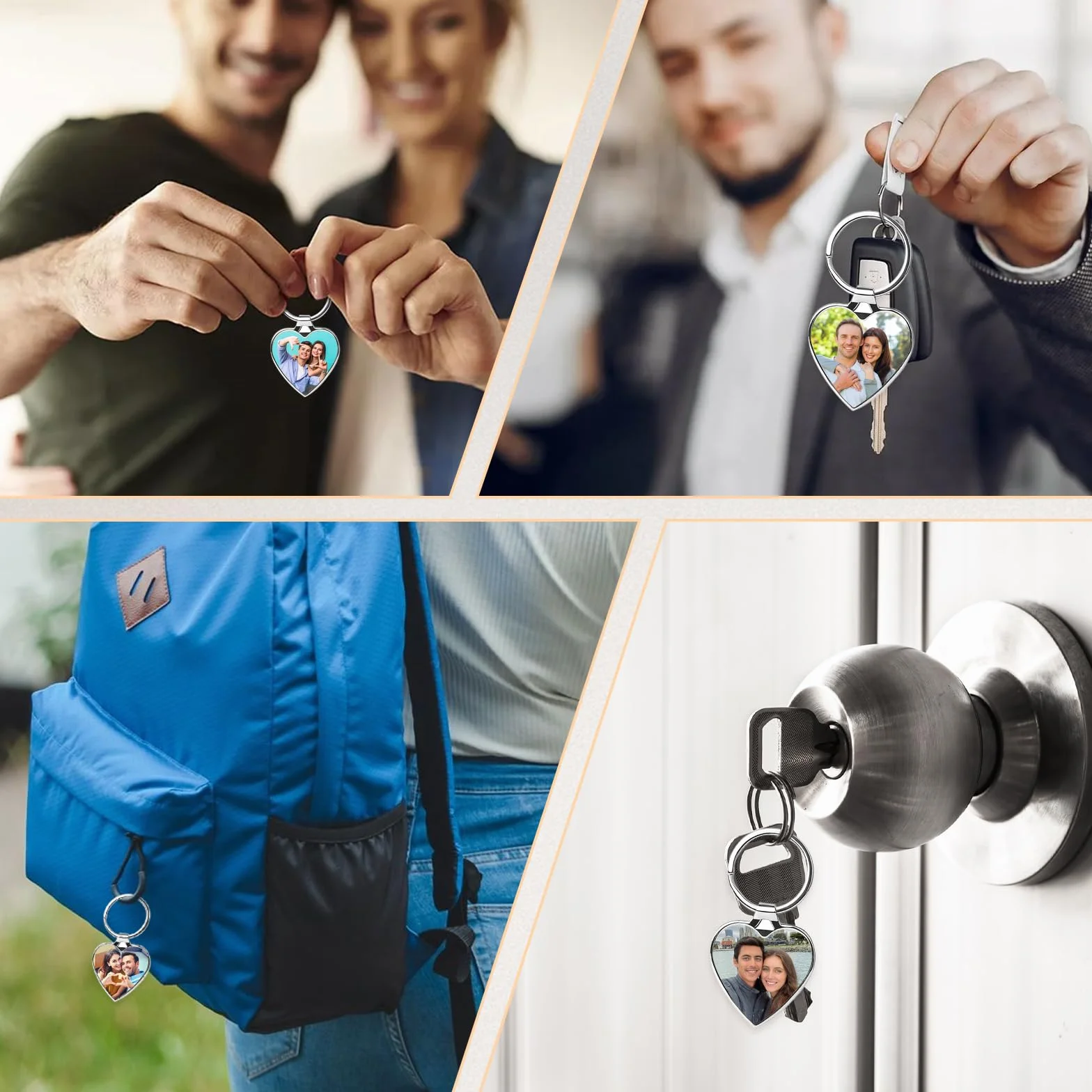 Porte Clé Personnalisable Texte Photo Cadeau Hommes Femmes Papa Petit Ami