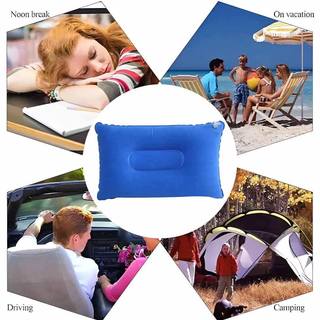 Lot de 2 coussins gonflables 34 x 22 cm bleu voyage camping